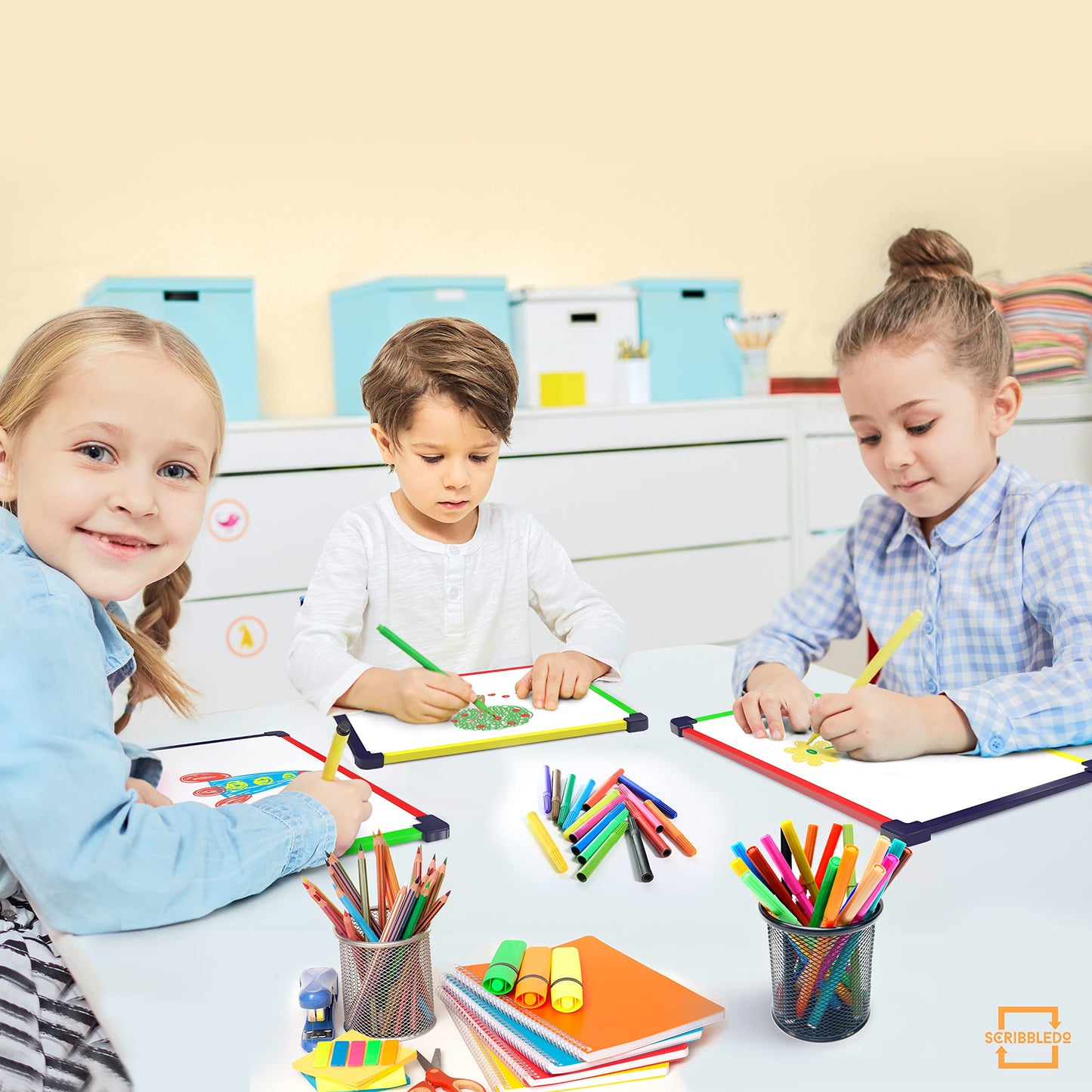 ScribbleDo 10 Pack Magnetic Dry Erase Board for Kids Whiteboard 9”x12” Includes White Board for Writing Learning & Drawing Art Educational Kids Toy