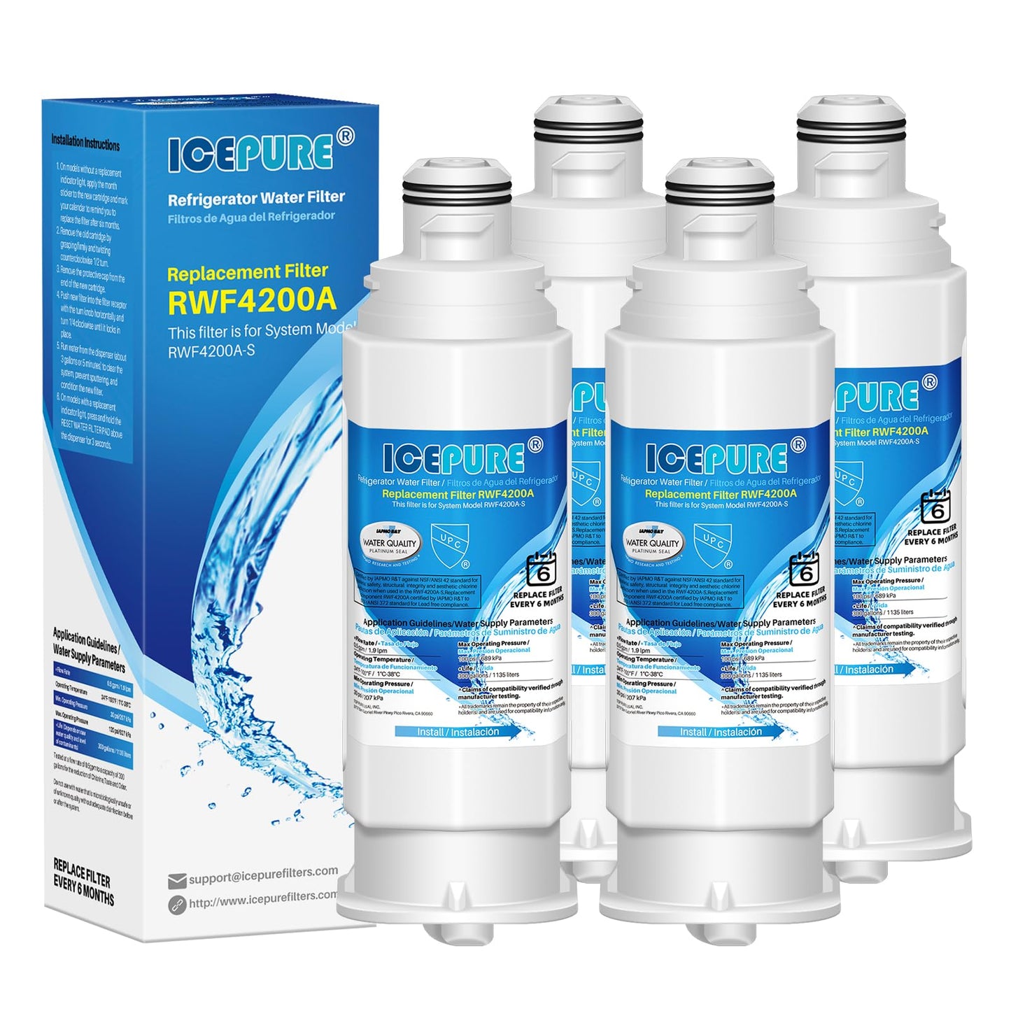 ICEPURE DA97-17376B Refrigerator Water Filter Replacement for DA97-08006C, HAF-QIN, HAF-QIN/EXP, RF23M8070SG, RF23M8070SR, RF23M8090SG, RF23M8090SR,RF23M8570SR, RF23M8590SG, BRF425200AP, 4PACK