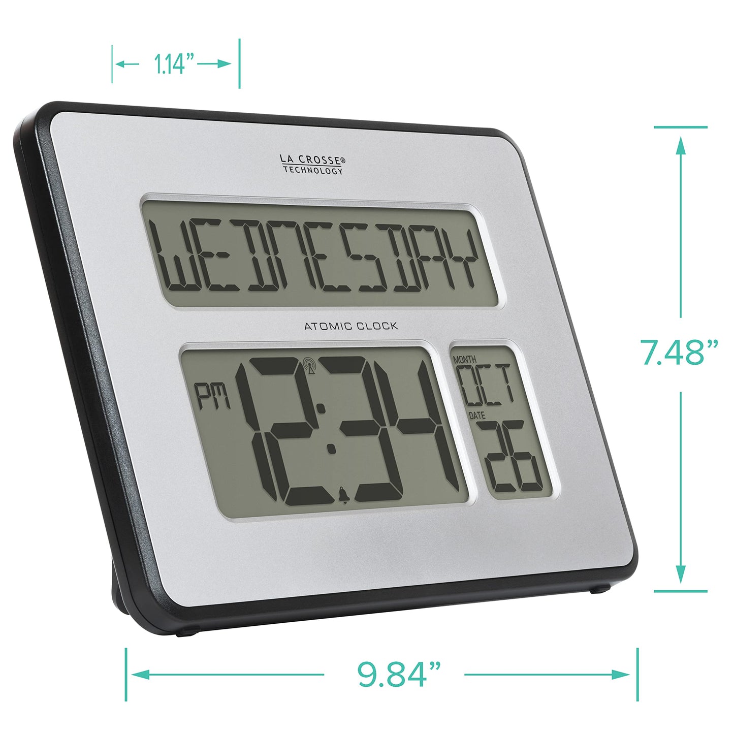 La Crosse Technology 513-1419BLv4-INT Backlight Atomic Full Calendar Clock with Extra Large Digits