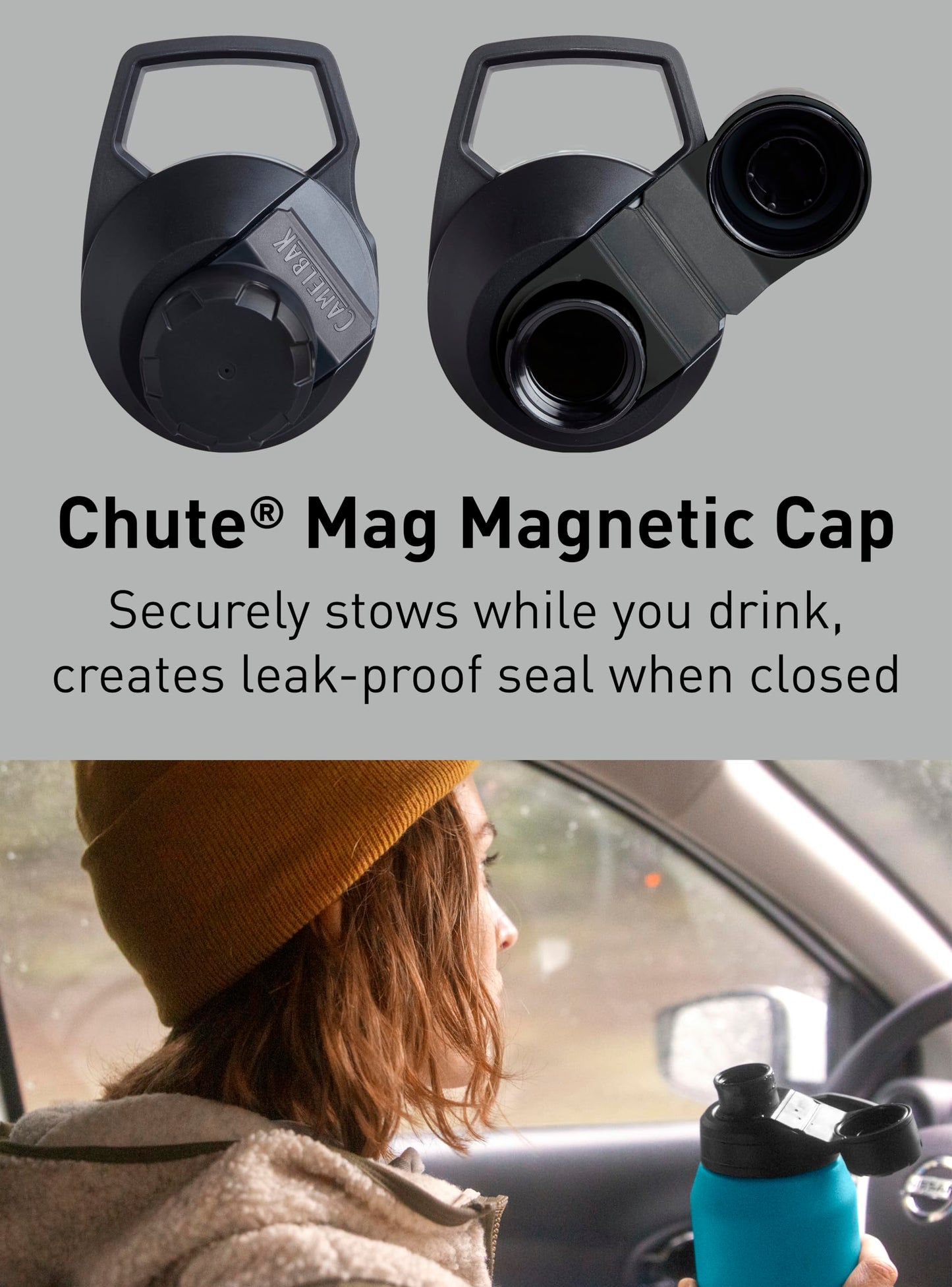 CamelBak Chute Mag Vacuum Insulated Stainless Steel Water Bottle, Magnetic Leak‑Resistant Cap for Everyday Hydration, 32oz, Black