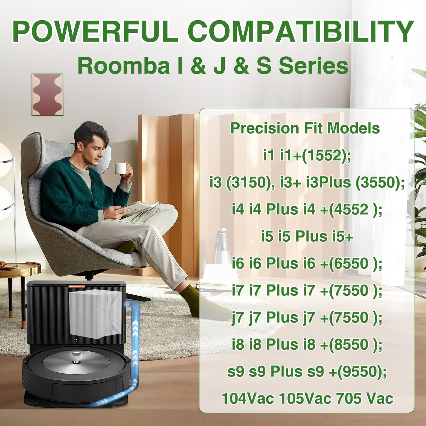 VBN 26 Pack Vacuum Bags for iRobot Roomba i s j 100 400 500 Series All Clean Base, Fit i3+ i4+ i5+ i6+ i7+ i8+ j7+ j8+ j9+ s9+ 104 105 405 504 505 507 Vac Combo, 705 Max Combo10, Dirt Disposal Bags