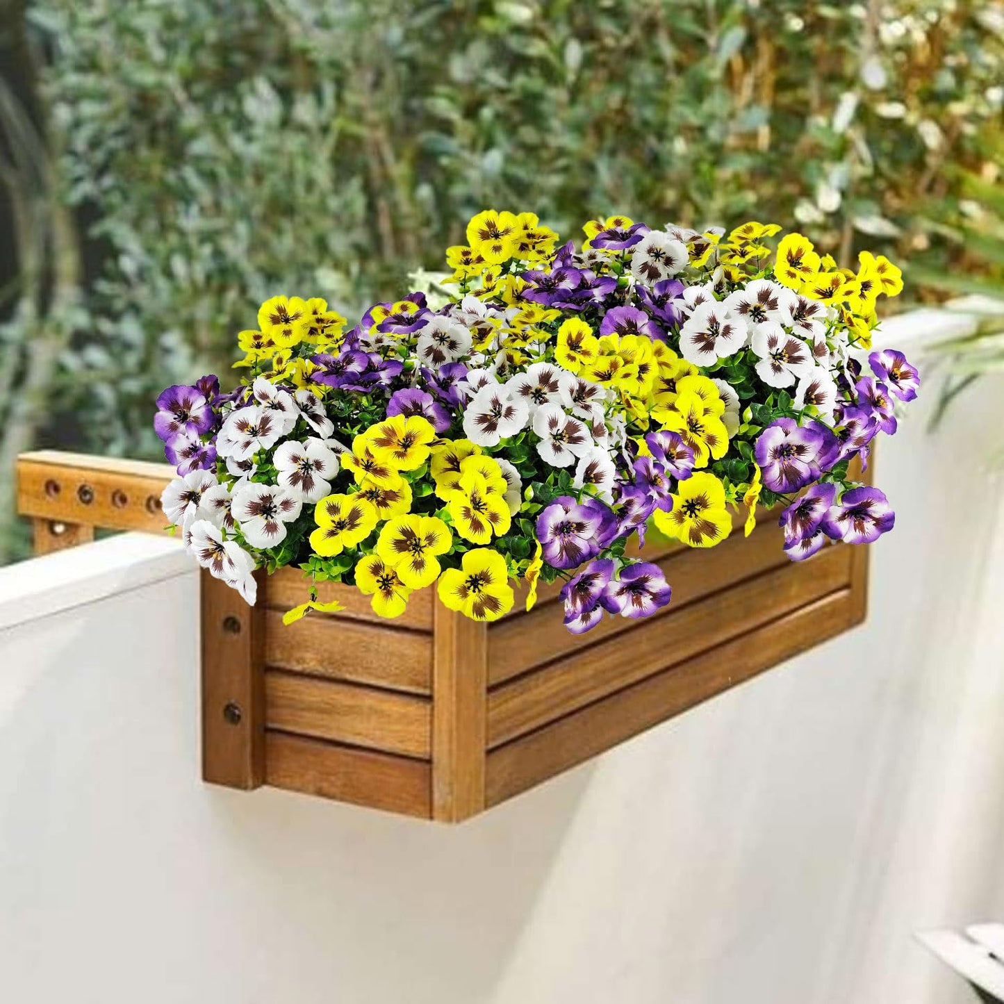 BRIGEA 12 Bundles Artificial Pansy Flowers for Outdoor Faux Silk Flowers UV Resistant for Porch Balcony Patio Garden Home Decor