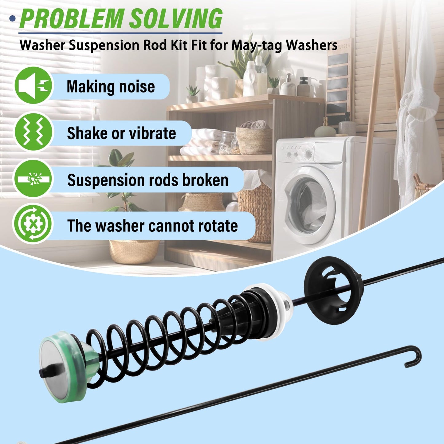 MVWC565FW0 MVWC565FW1 Washer Suspension Rod Kit Fit for May-tag Bravos XL Washing Machine MVW4505MW1 MVWX655DW0 MVWX655DW1 MVW4505MW1 MVW4505MW2 MVW5035MW0 MVW5035MW1 MVW5035MW2 MVWC555DW0 MVWC555DW1