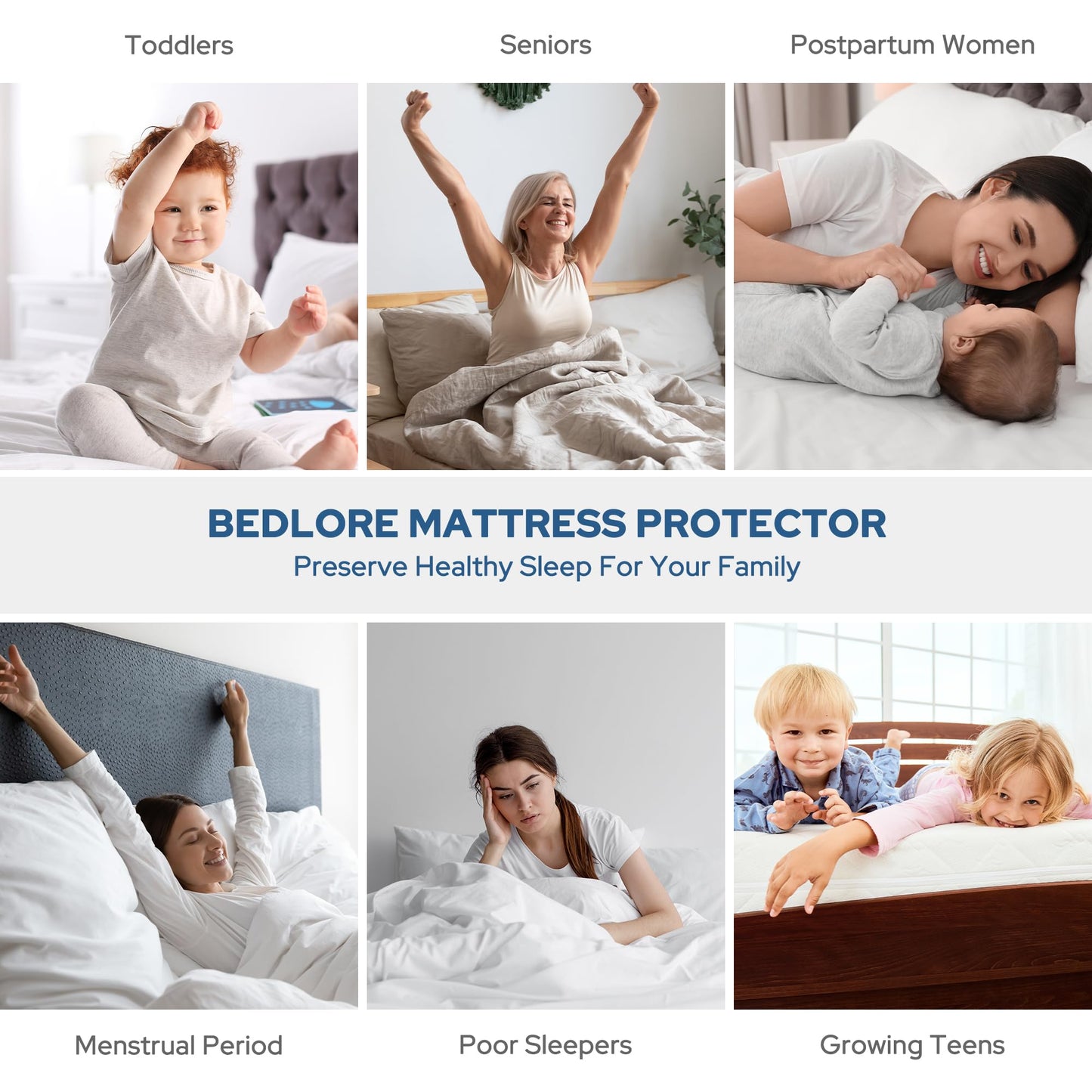 BEDLORE Waterproof Mattress Protector, Queen Size Mattress Pad Noiseless with Deep Pocket 6"-18" Depth, Soft Breathable Dirt-Proof Bed Mattress Cover Washable for Home, Bedroom, Hotel (Black)