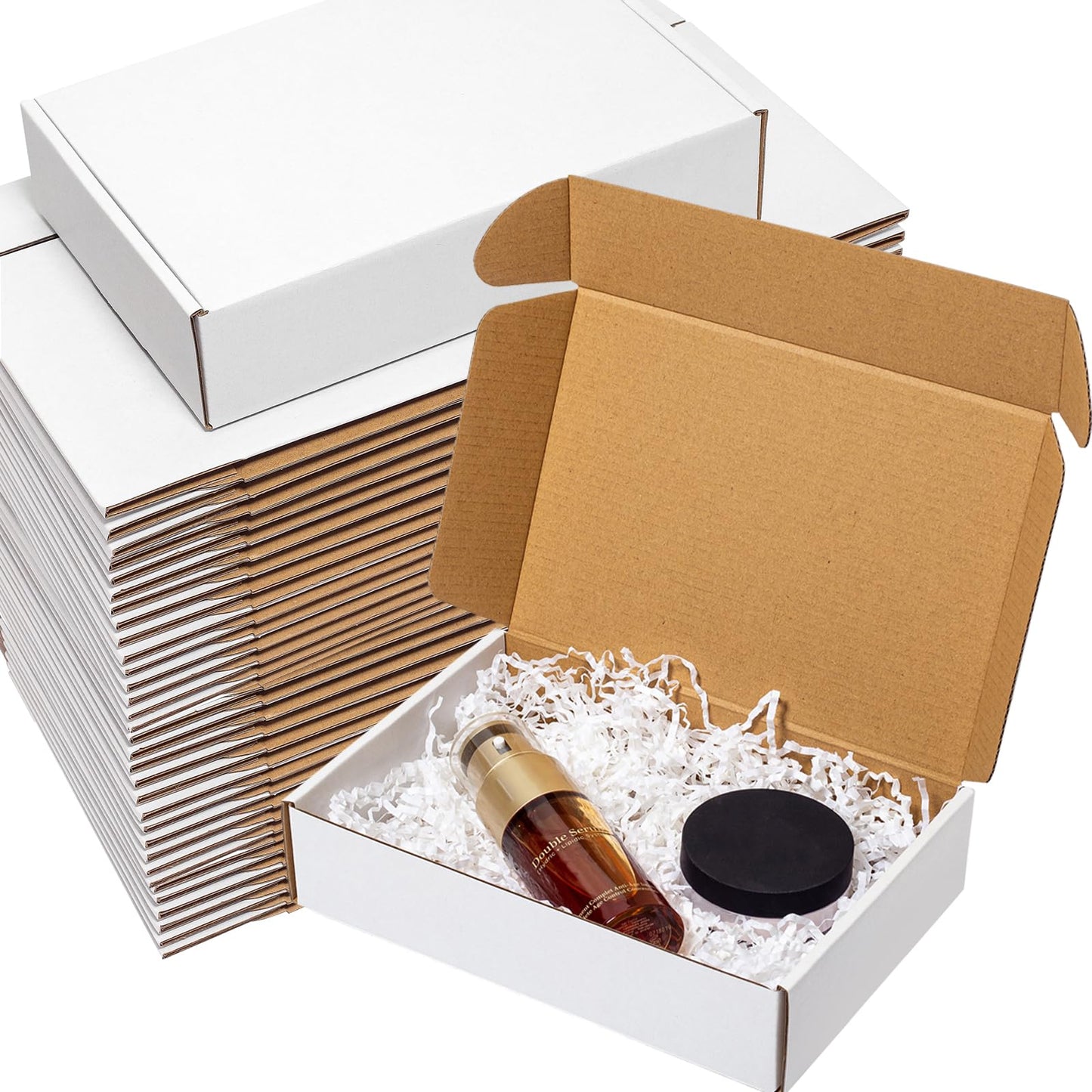 Wowxyz Shipping Boxes 9x6x2" 60 Pack - White Corrugated Cardboard Mailing Box for Small Business - Literature Mailer Packaging Supplies