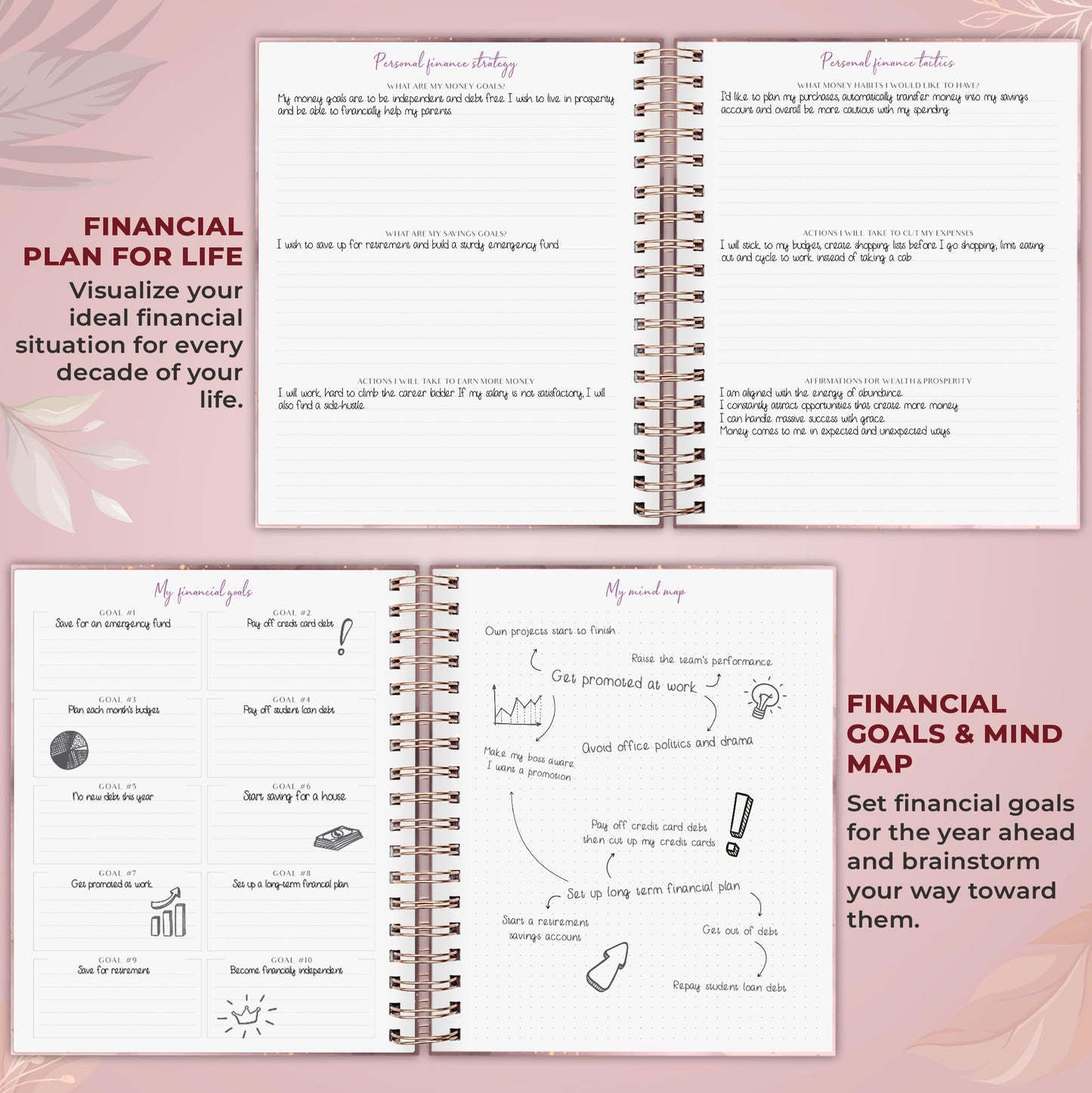 PLANBERRY Large Budget Planner & Monthly Bill Organizer with Pockets – Budgeting Book, Finance & Expense Tracker, 8.3x9.4″ (Rose Gold)