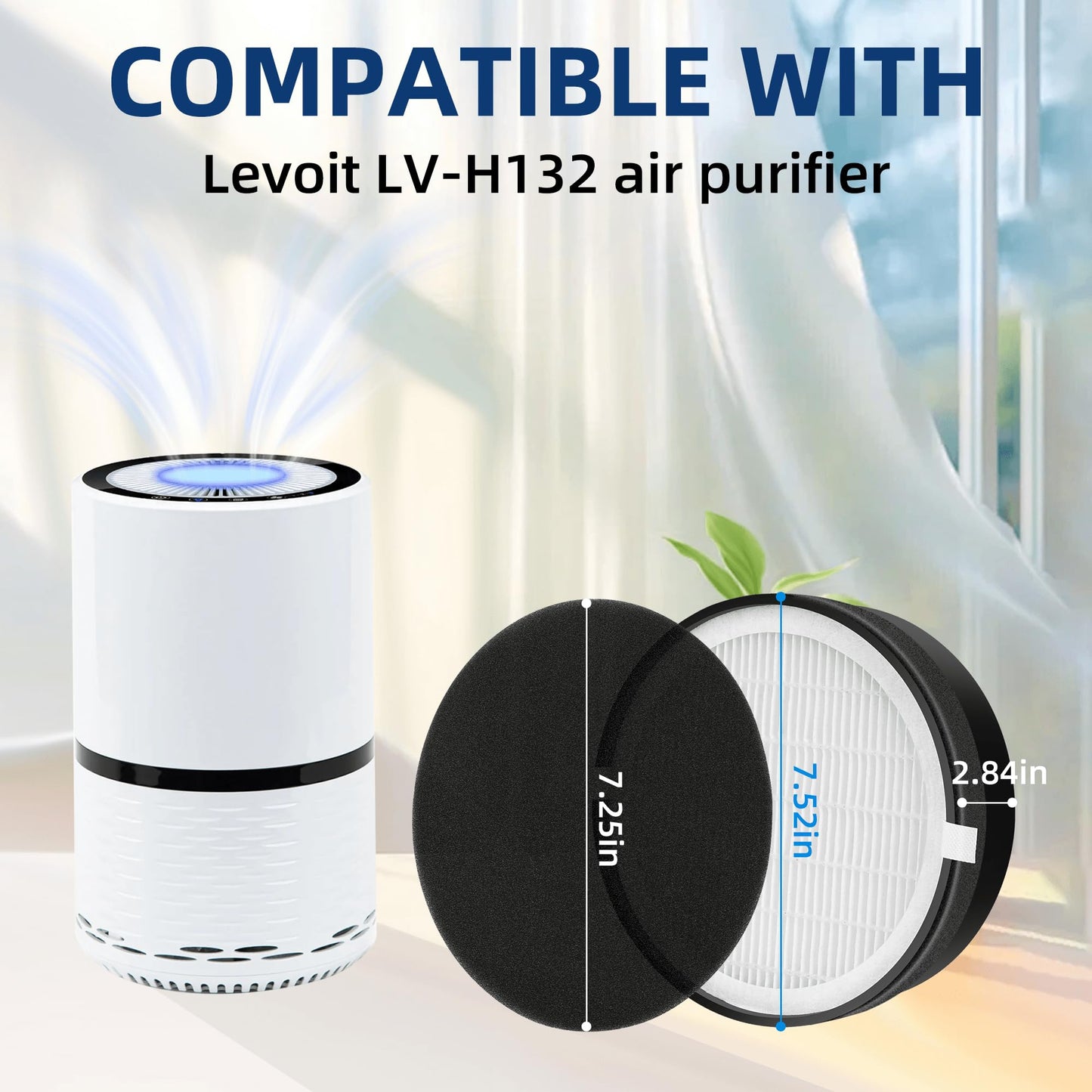 APPLIANCEMATES LV H132 Replacement Filter for LEVOIT Air Purifier LV-H132, LV-H132-RF, 3-in-1 Efficient Filter, 4-Pack