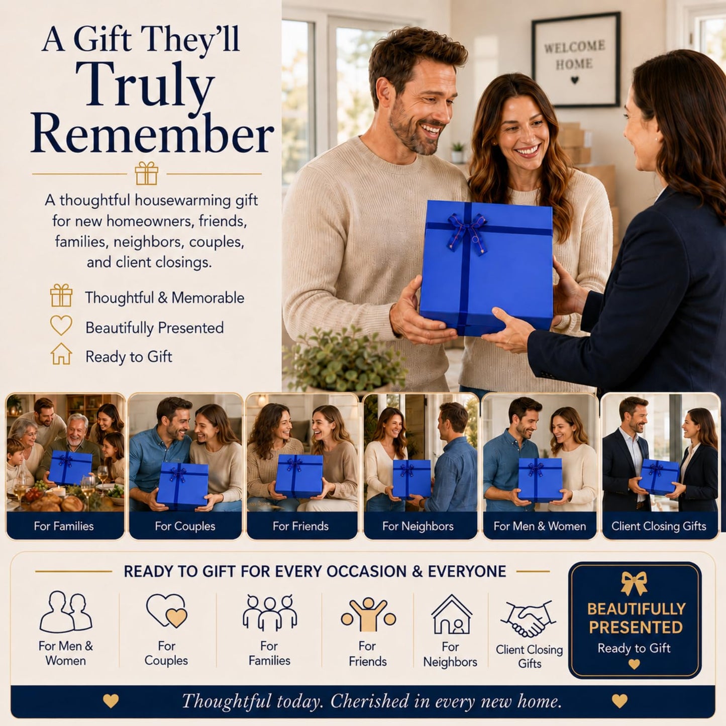 Housewarming Gifts New Home Basket，21-Piece Including Cutting Board, Handwashing Set, and Aromatherapy – Ideal for Housewarming Gift for Couples, New Home Families, and Closing Gifts for Home Buyers