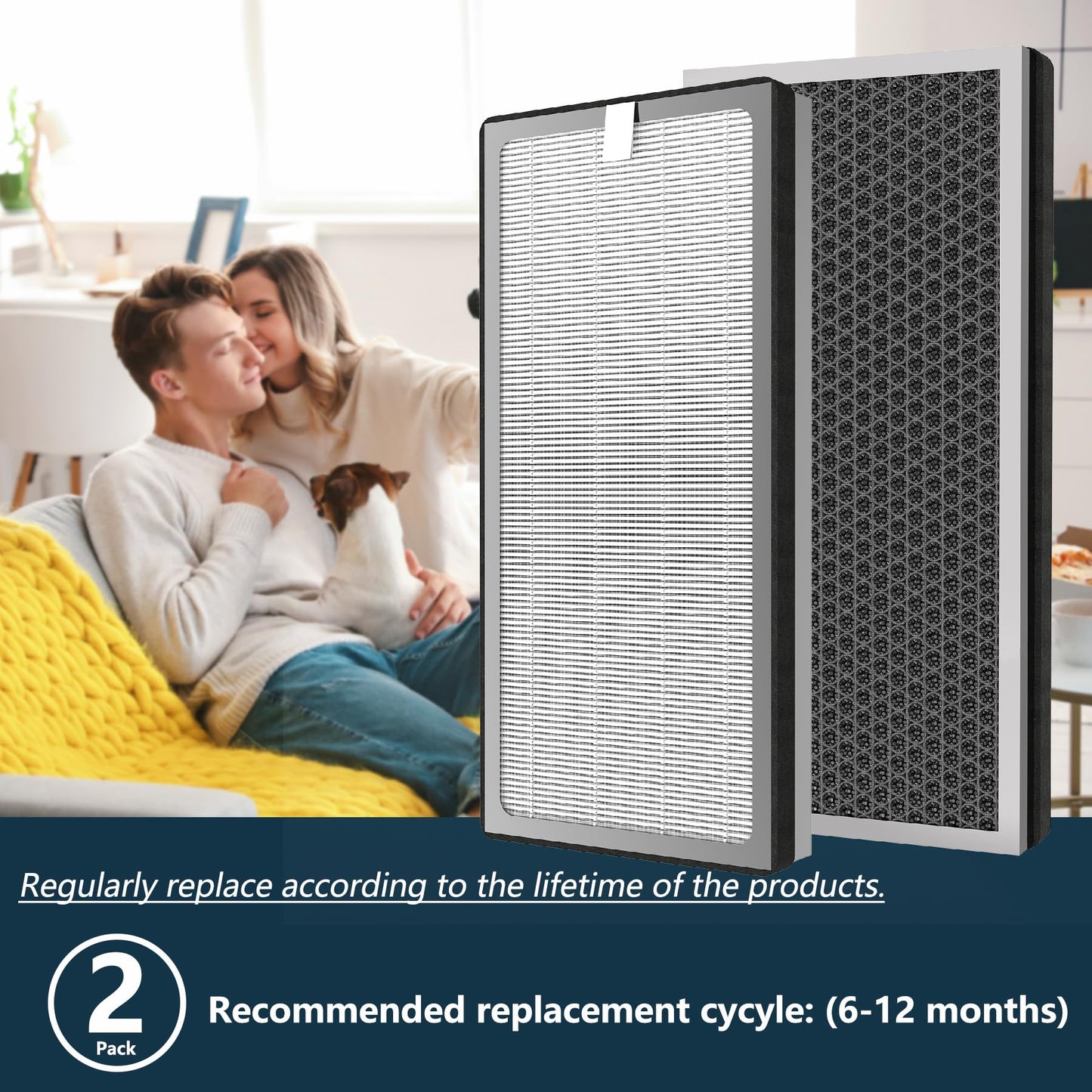 BesReyDa 40 Replacement Filter Compatible with MA Air Purifier 40 Series, 3-IN-1 True HEPA 13 Filtration, Fine Pre-Filter and Activated Carbon F ilter, 2 Pack