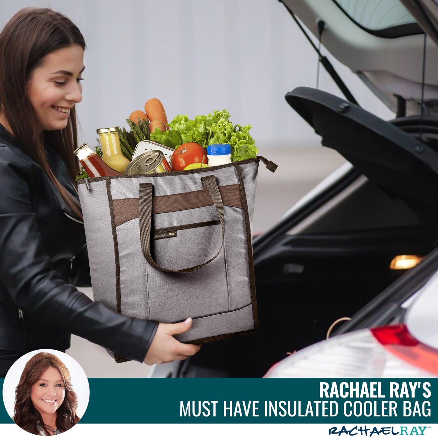Rachael Ray Soft Insulated Cooler Bag, Gray, 5060RRL2578