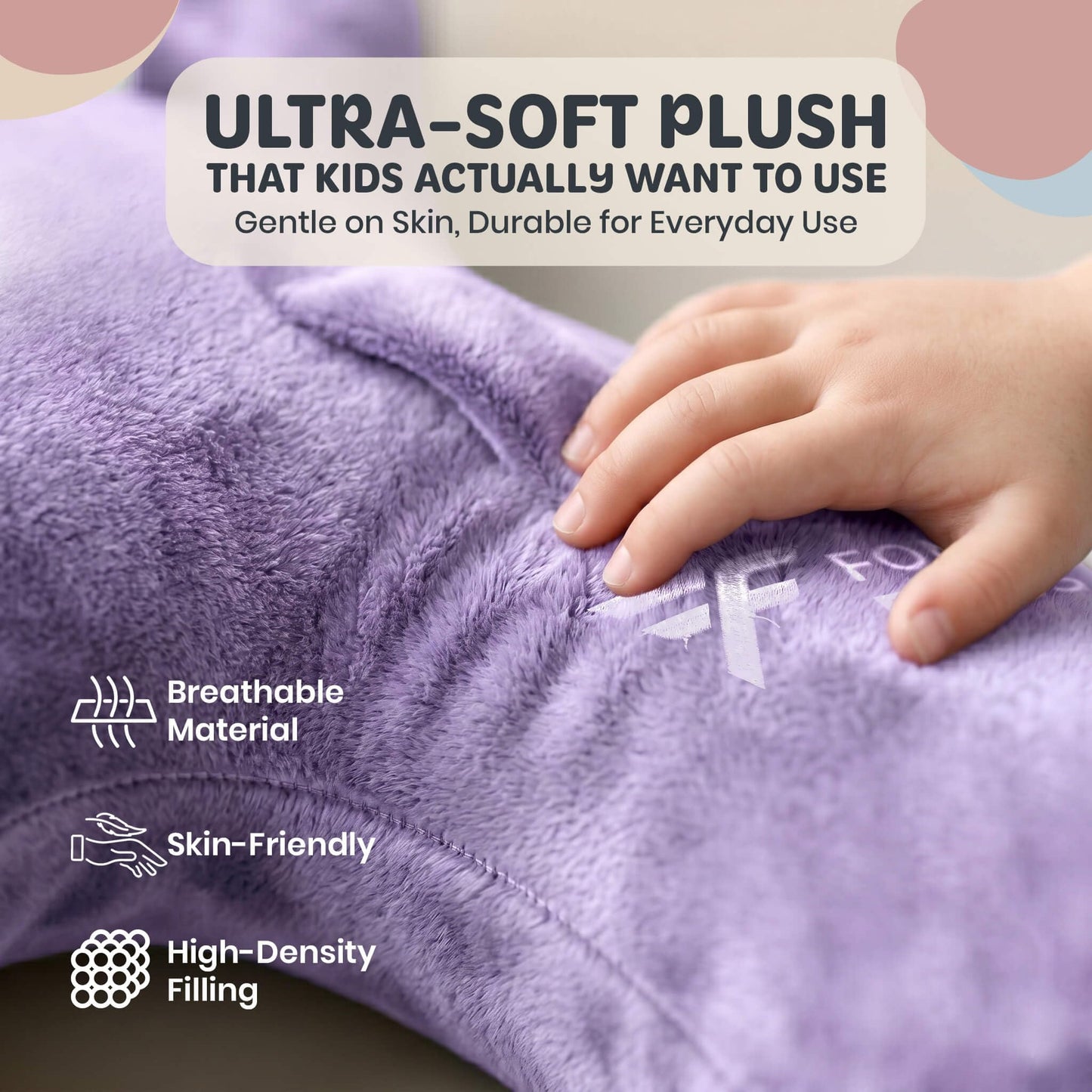 FOMO Finds Kids Car Sleeping Pillow - X-Shaped Plush Animal for Neck & Back Support - Hands & Seat Belt Slot - Machine Washable & Compressible - Perfect for Car, Plane, Train, Boat & More - Purple