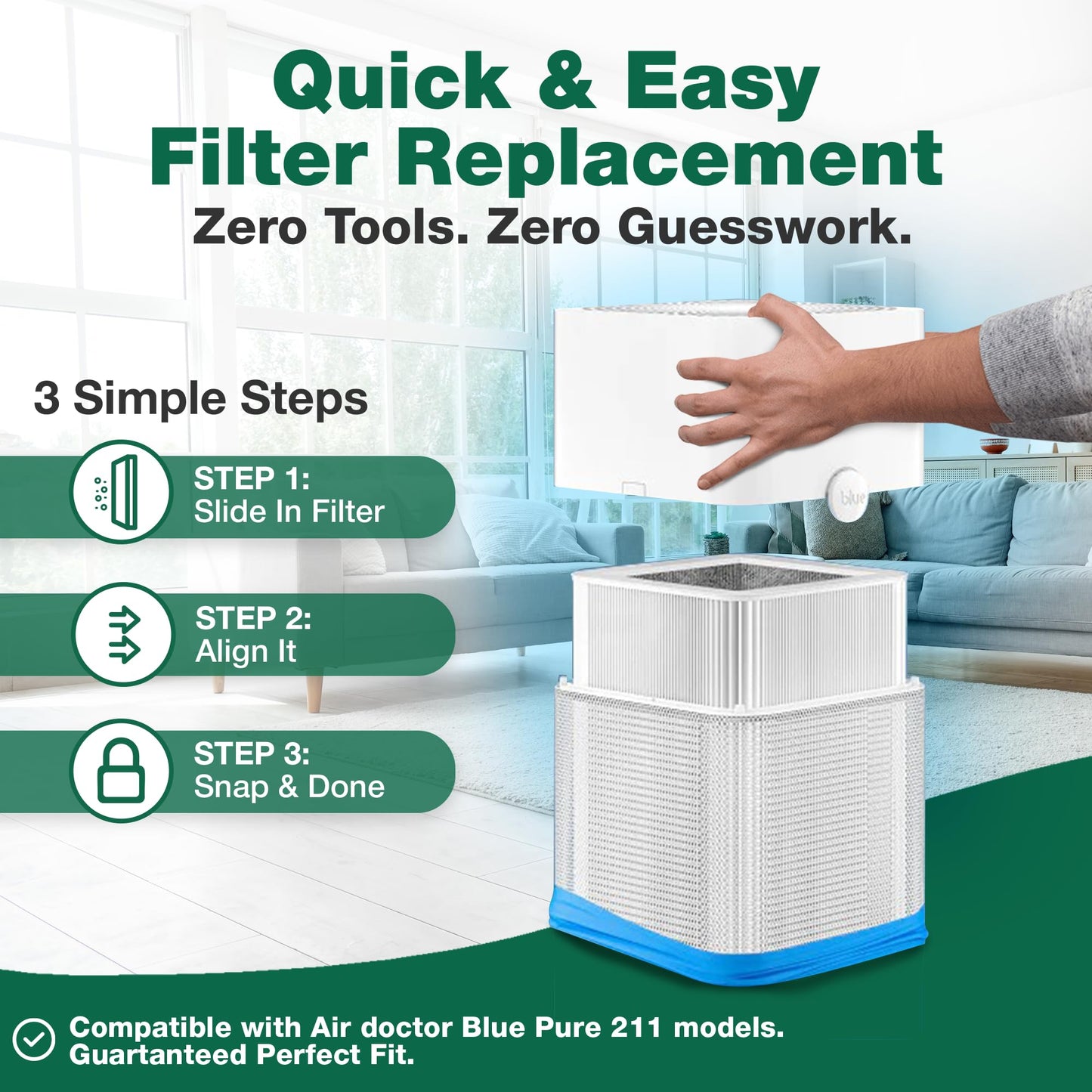1 Replacement Particle and Carbon Filter Compatible with Blueair Parts # Blue Pure 211+ & Models Blue Pure 211 Plus Air Purifier Foldable (1 Pack) by Crucial Air