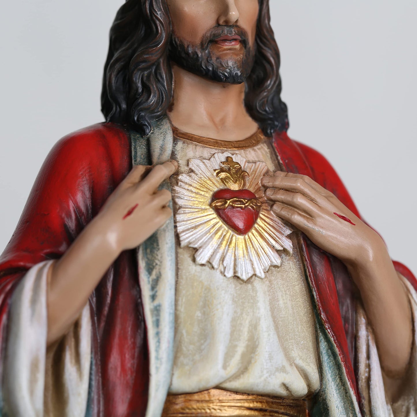 BC Catholic Sacred Heart of Jesus Statue, 10" H Jesus Christ Figure, Religious Catholic Gifts, Inspirational Indoor Home Decor, Hand Painted by Buildclassic