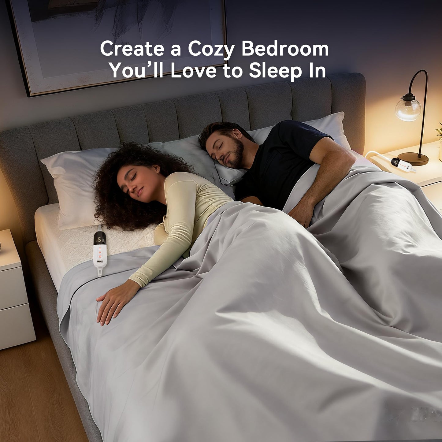 Heated Mattress Pad King Size, Dual Control Electric Bed Warmer, 6 Personalized Heat Settings, 1-10 Hour Auto Off Timer, Deep Pocket Fits up to 17" Mattress, Machine Washable, Soft Quilted Top