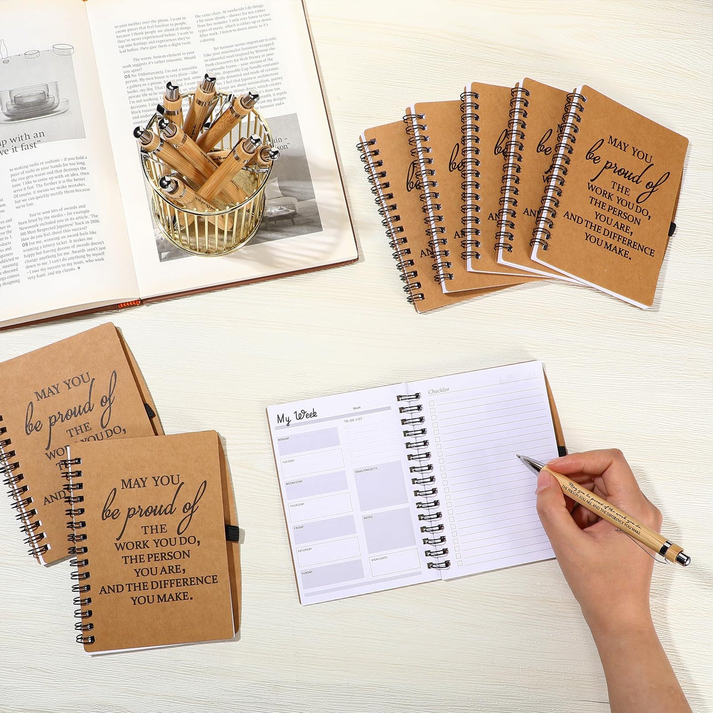 Tellingyou 60 Pcs Employee Appreciation Gifts Bulk Inspirational Spiral Notebooks 2026-2027 Planner Pocket Notepads with Motivational Pens Thank You Gifts for Teacher Coworker Volunteer