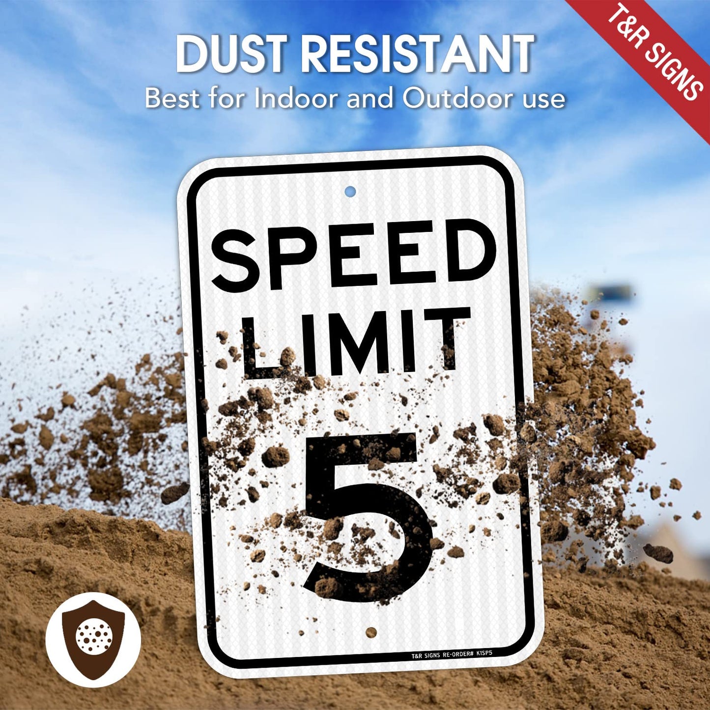 (4 Pack) Speed Limit 5 MPH Sign, Slow Down Sign, Traffic Sign, 18" x 12" Engineer Grade Reflective Sheeting, Rust Free Aluminum, Weather Resistant, Waterproof, Fade Resistant, 2 Pre-drilled Holes