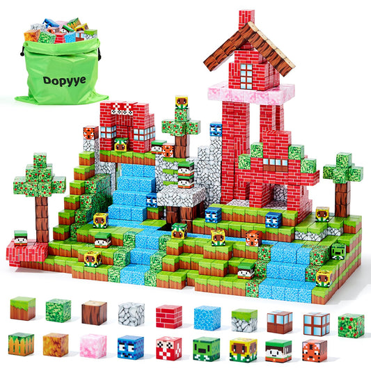 Magnetic Blocks, 100 PCS Magnetic Building Blocks, Forest Theme 1-Inch STEM Constructions Magnet Blocks for Boys Girls Ages 3+, Educational Sensory Stacking Toys for Kids Christmas Birthday Gifts