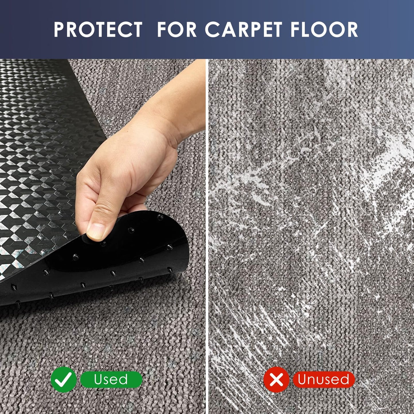 Vicwe Office Chair Mat for Carpet, 48"x36" Anti-Slip Waterproof Floor Protector Desk Chair Mat for Rolling Chairs, Heavy Duty Chair Mat with Studs,Easy Glide Floor Mat for Home,Gaming