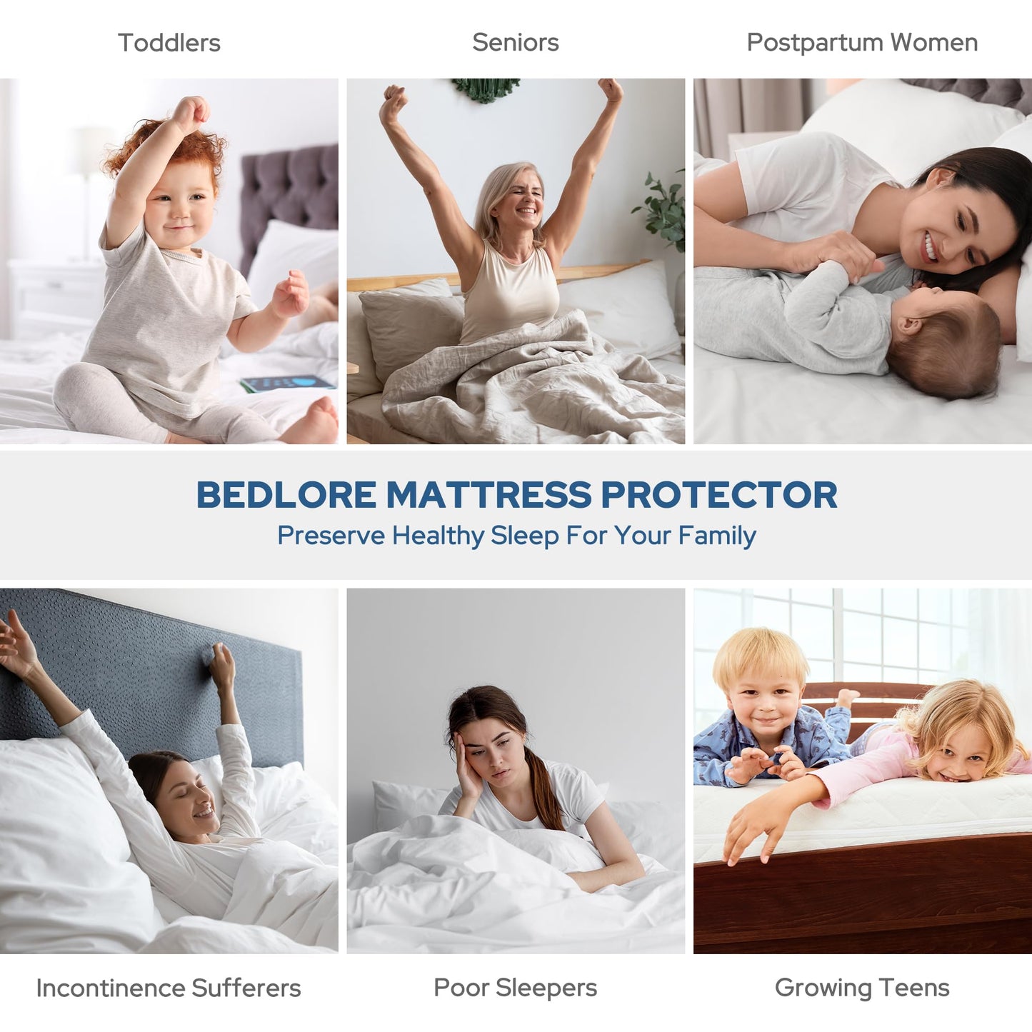2 Pack Waterproof Mattress Protector, Twin Size Mattress Pad with Deep Pocket 6"-15" Depth, Soft Breathable Dirt-Proof Single Bed Mattress Cover for Bedroom, Dorm Room (Gray)