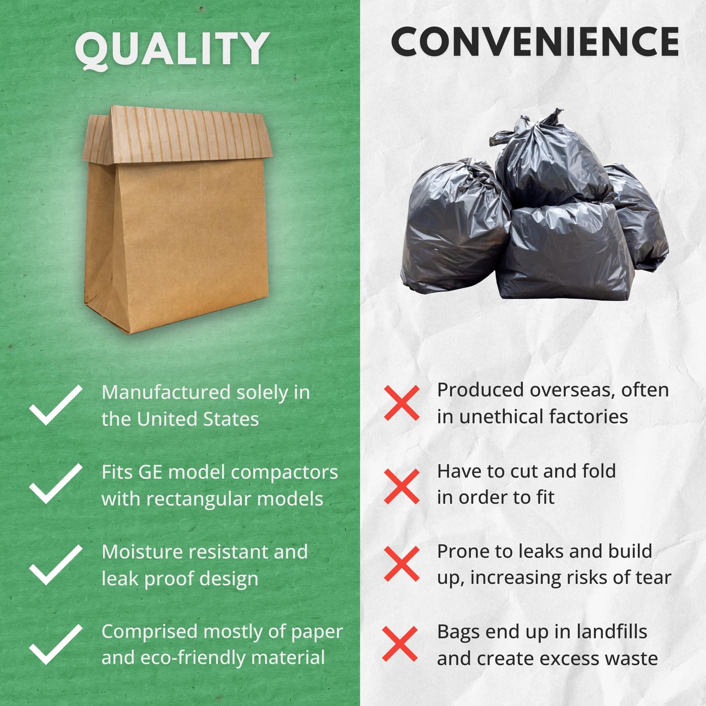 Dano Pre-Cuffed Paper Trash Compactor Bags (12 Pack) | Heavy Duty Kitchen Garbage Compactor Bags & Liners | 11 Gallon Precuffed Garbage Bag for Compactor | Eco-Friendly Trash Compactor Bag