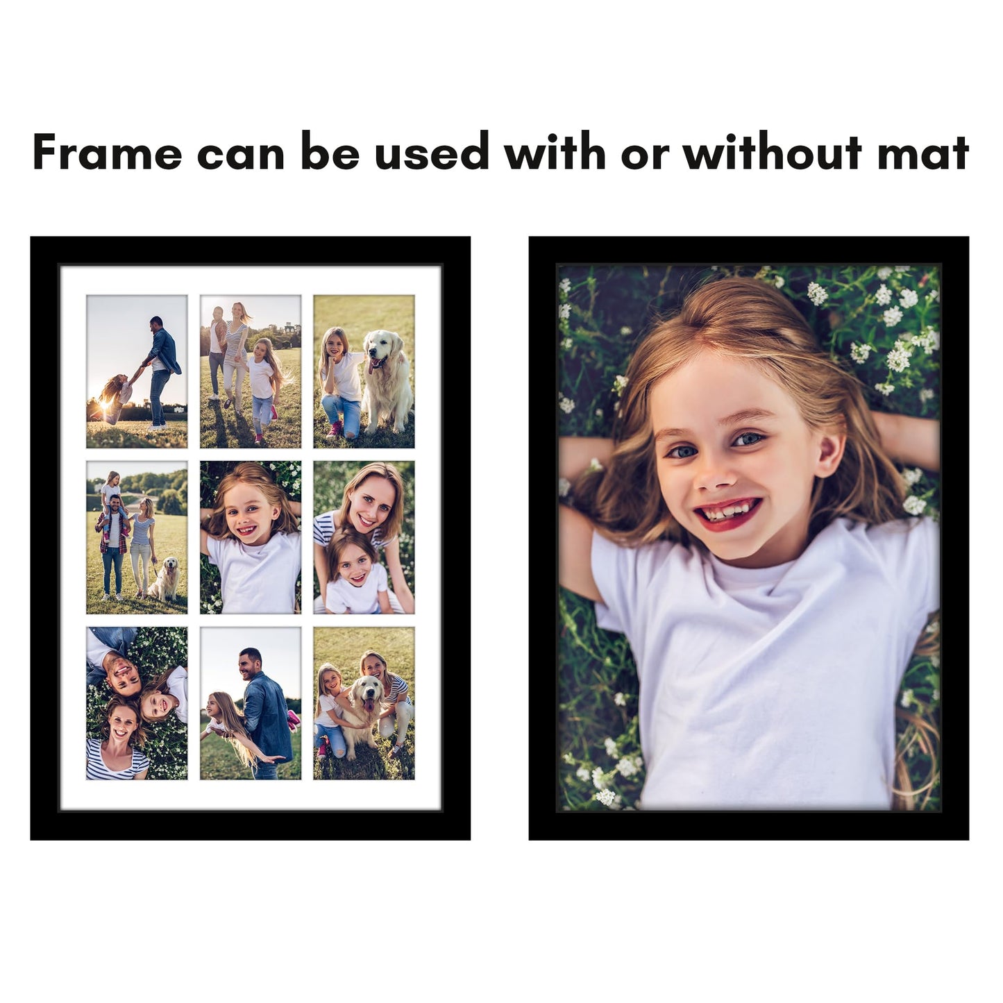 Americanflat 4x6 Collage Picture Frame with Polished Plexiglass - Multi Picture Frames Fit Nine 4x6 Photos or Use as One 14x20 Frame for Wall Display - Signature Collection - Black