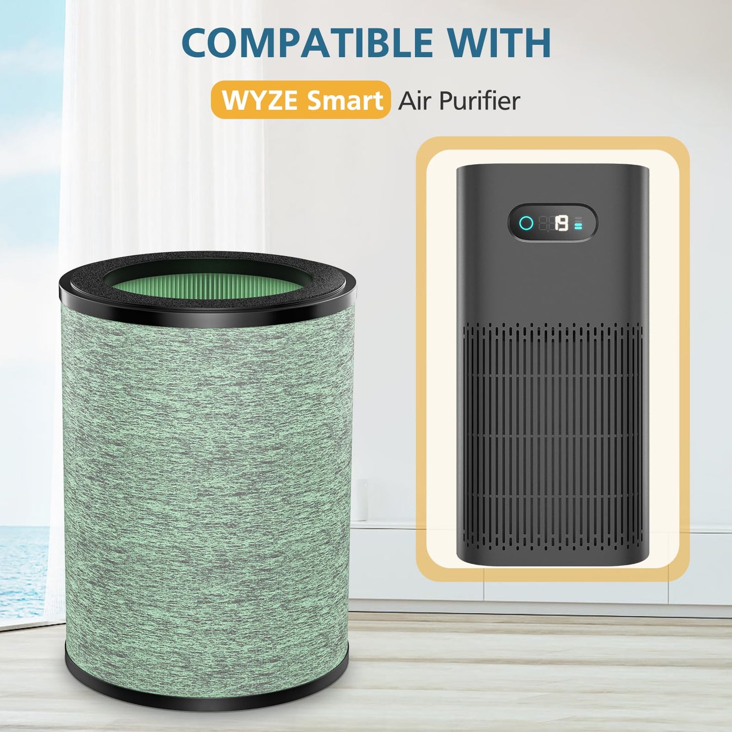 HEPA Filter Replacement Compatible with WYZE Smart Air Purifier, 4-in-1 High-Efficiency Air Filter, Standard Filter, 2 Pack