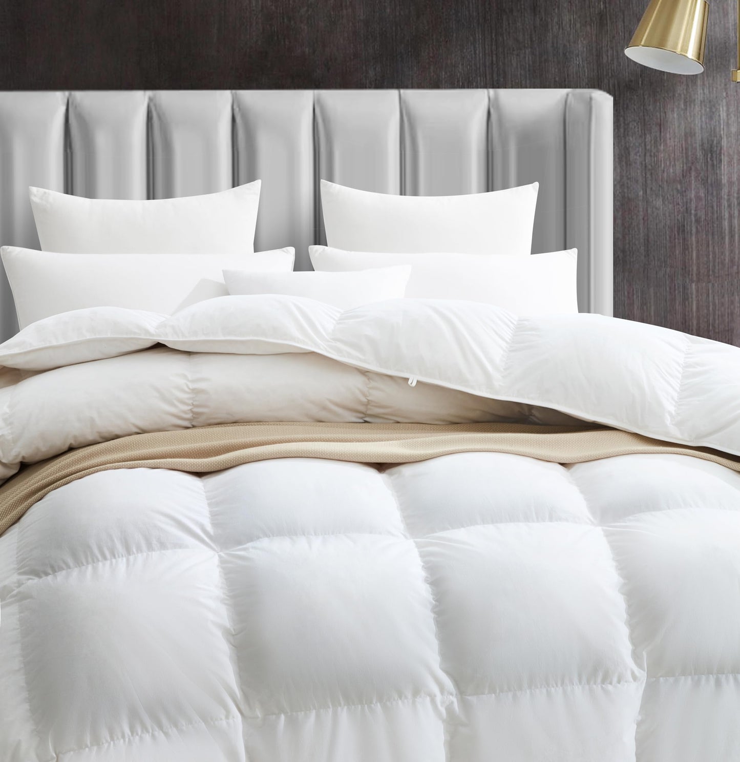 Maple&Stone Twin Feather Down Comforter All Season White Down Duvet Insert Ultra Soft 100% Cotton Cover Fluffy Twin Comforter 68 x 90 Inches