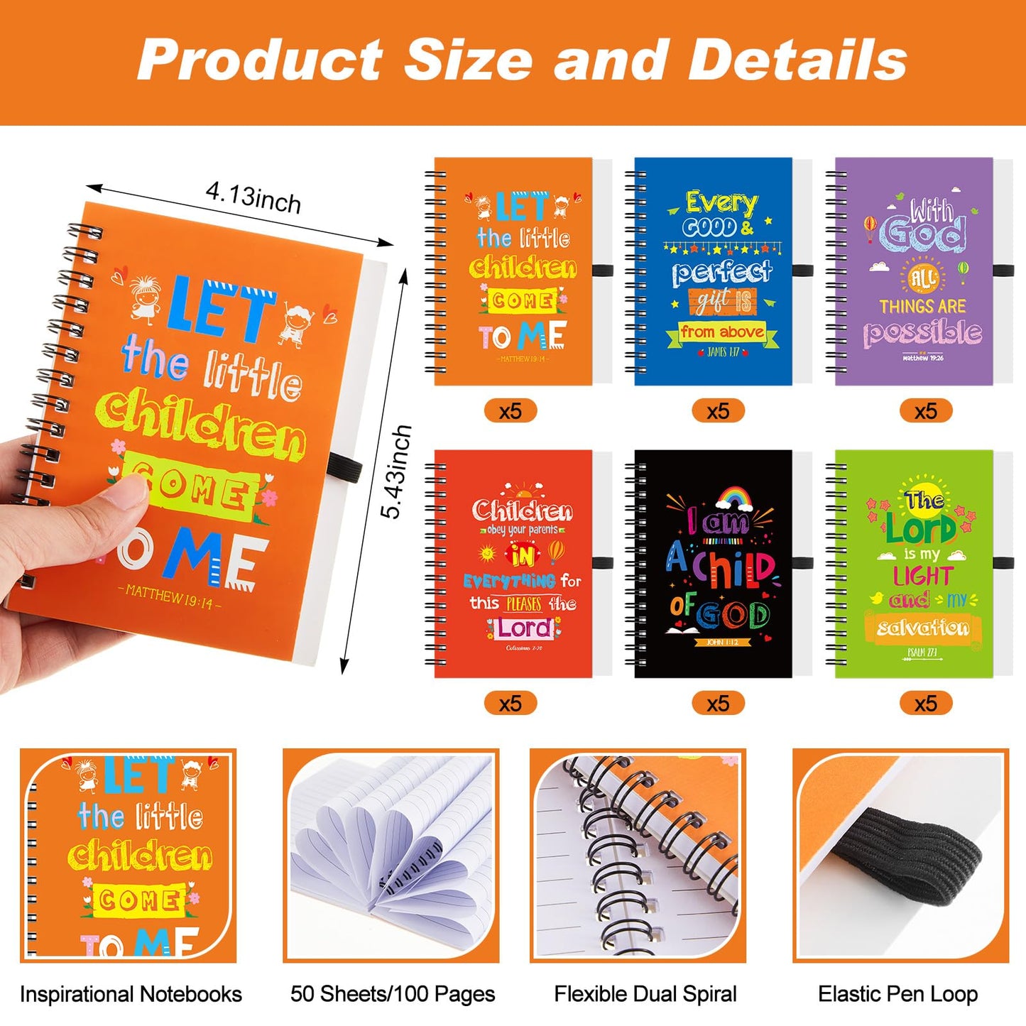 60 Pcs Bulk Christian Gifts for Bible Verse Spiral Notebooks Christian Ballpoint Pen Prayer Journal Inspirational Notepads Tracts Religious Party Favor for Women Church Office