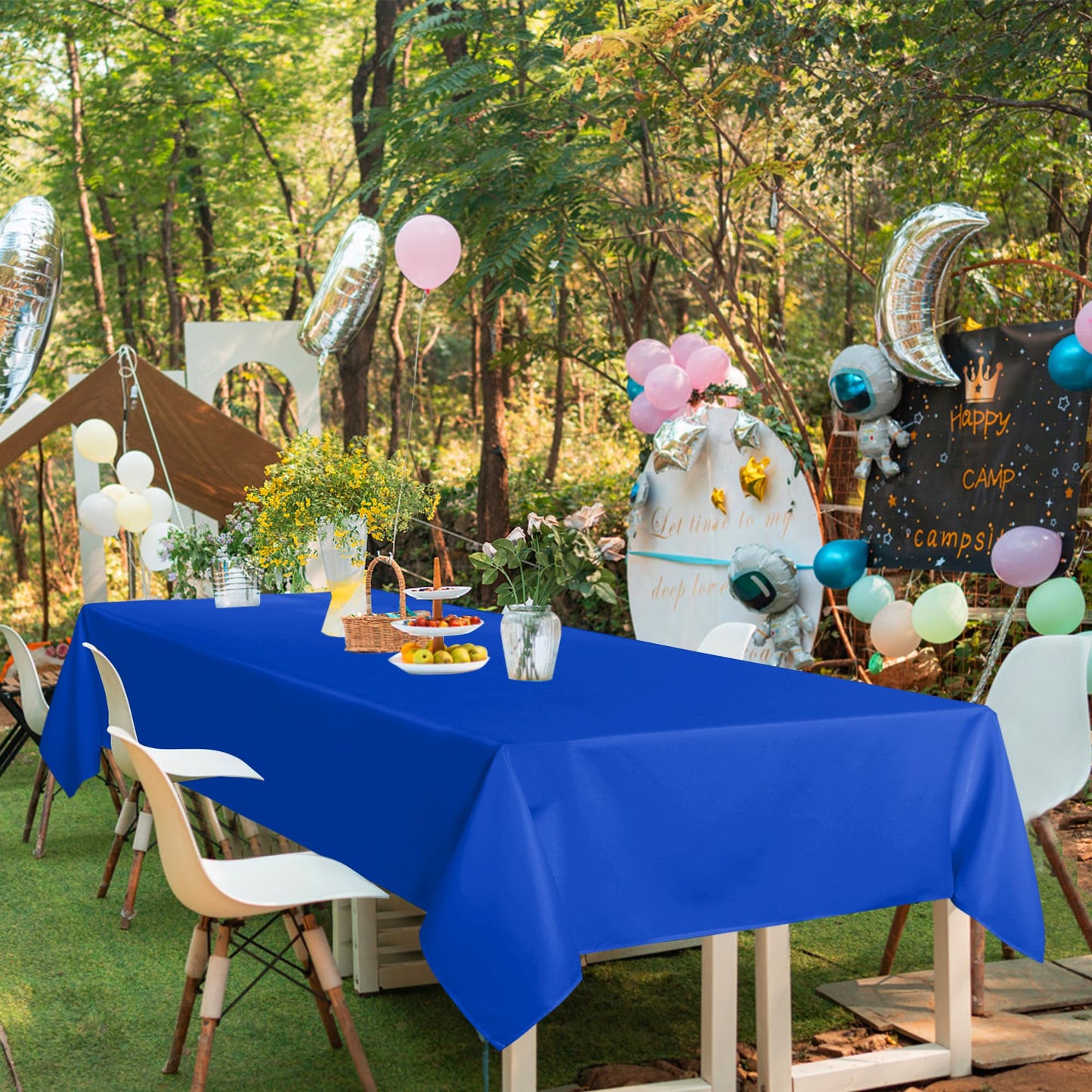 sancua Royal Blue Tablecloth for 8 Foot Rectangle Tables, 6 Pack - 60x120 Inch - Washable Fabric Table Cloth, Reusable Polyester Table Covers for Wedding Party, Banquet, Independence Day, July 4th