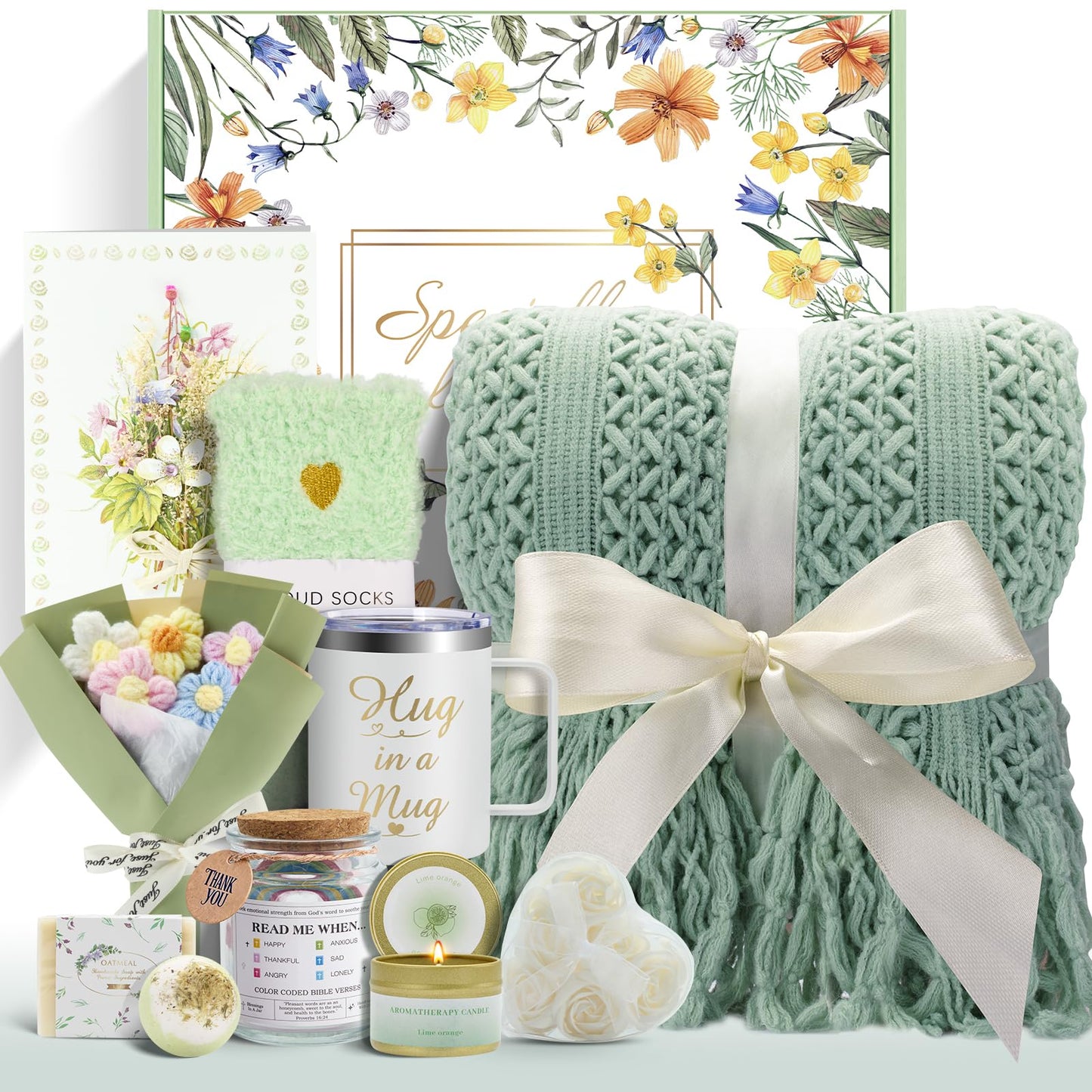Mother's Day Gift Baskets for Women, 11 PCS Unique Birthday Gifts for Women, Self Care Gift Baskets, Thank You, Sympathy Inspirational Friendship Gifts for Mom, Grandma, Wife, Sister, Friends
