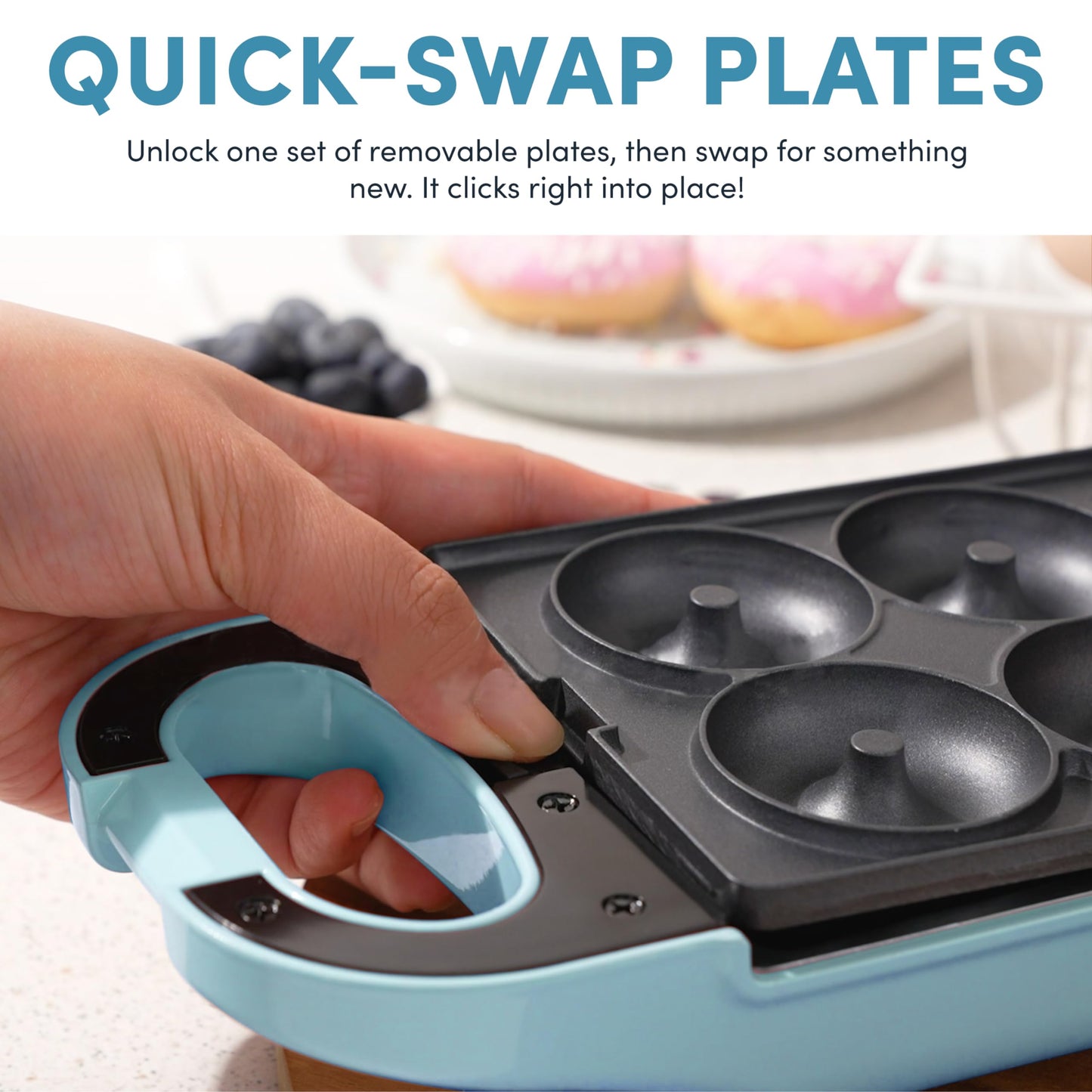 AROMA® Swap & Flip Waffle Maker with Removable Plates: 3-in-1 Panini Press, Mini Donut Maker, and Waffle Iron