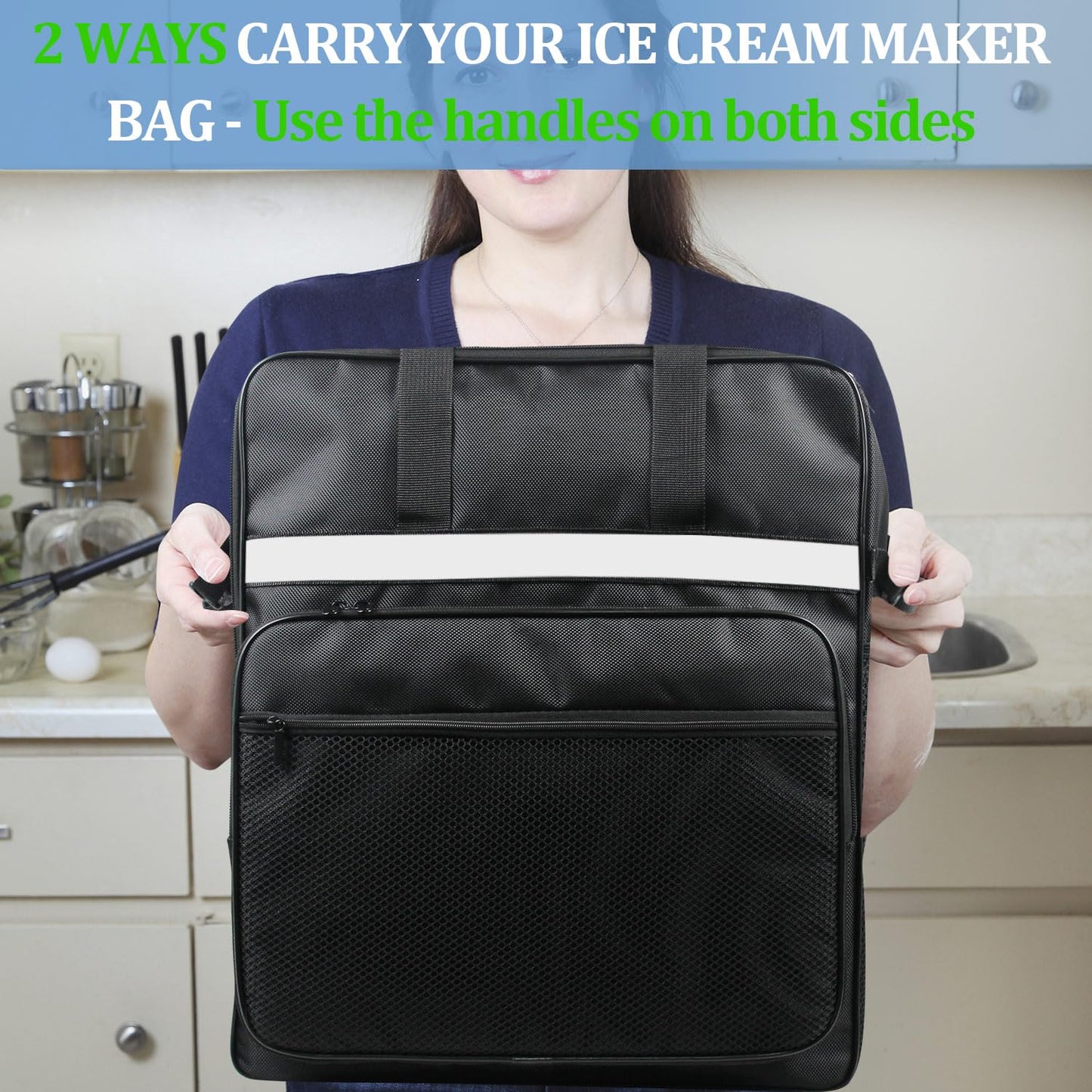 NUENSS-ROR Ice Cream Maker Carrying Bag for Ninja Swirl by CREAMi Ice Cream NC701, Portable Outdoor Ice Cream Maker Travel Carrier Case with Side-Opening Design and Large Accessory Pocket(Only Bag)