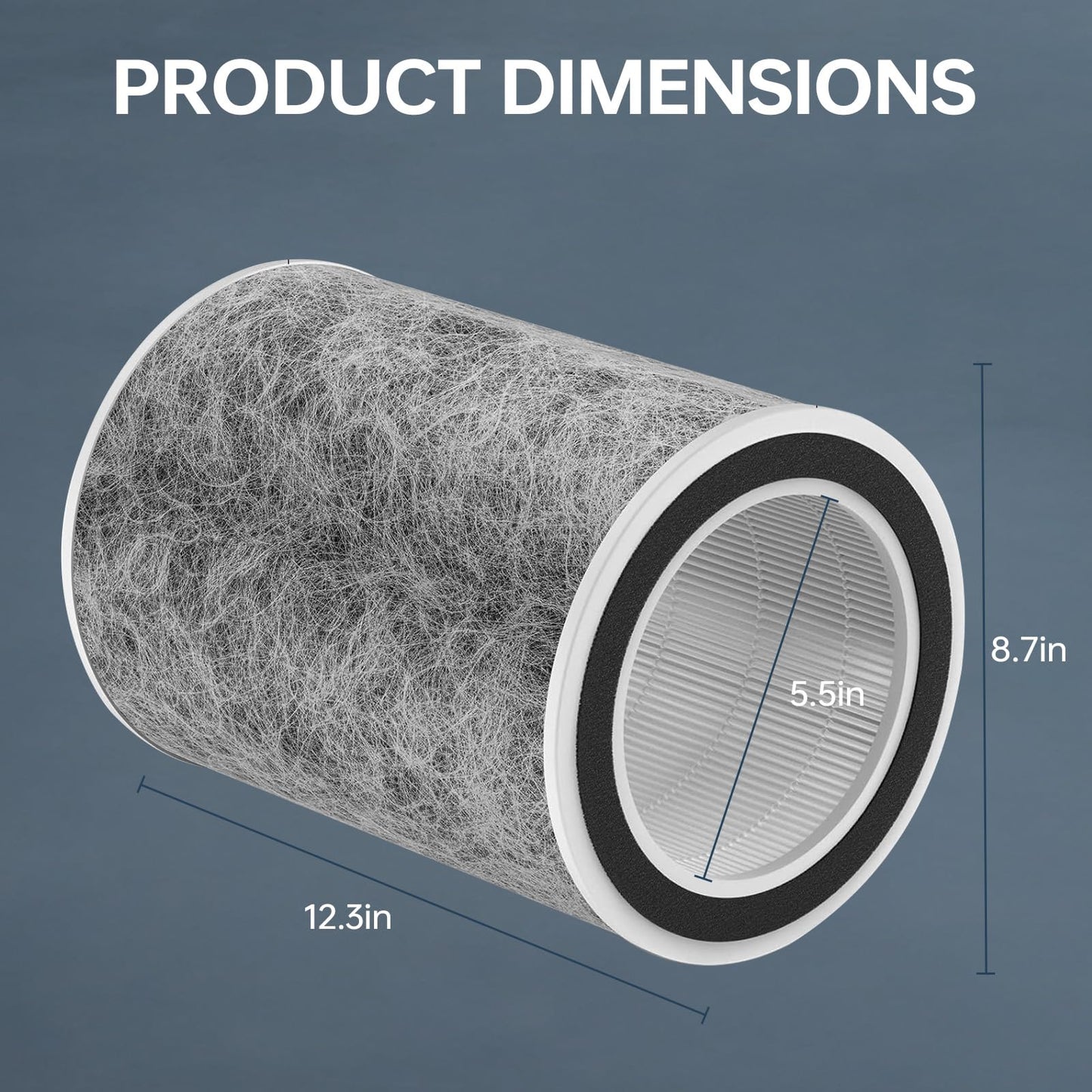 2Pack HP202 HP302 Replacement Filter Compatible with Shark HP201 HP202 HP302 HP301 HC502 AP1000 Air Purifier MAX, True Filter Cleans Up to 99.98% Particles Part # HE2FKBAS, HE2FKBASMB, Grey
