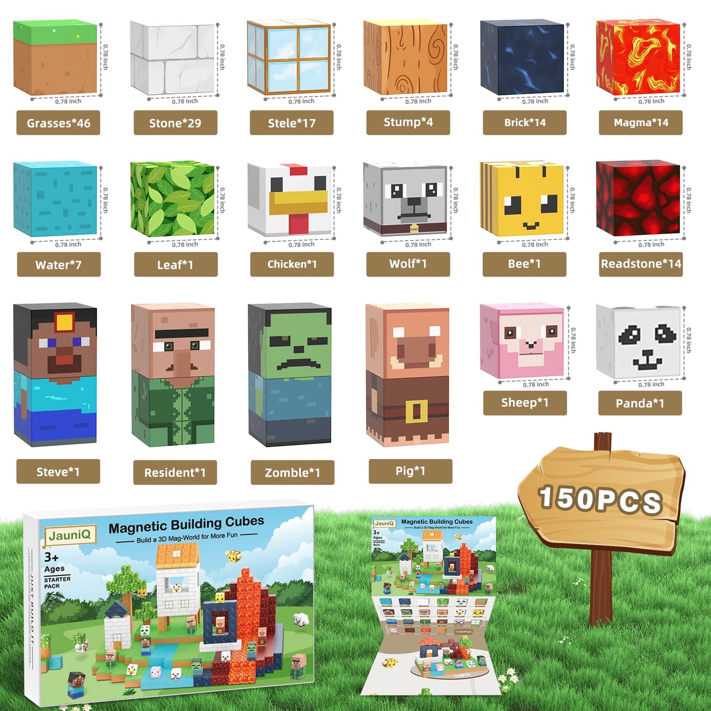 Magnetic Blocks 150 Pcs Building Toys Gifts Construction Toys for 3 4 5 6 7 8 Year Old Boys & Girls, STEM Montessori Sensory Creative Kids Toys