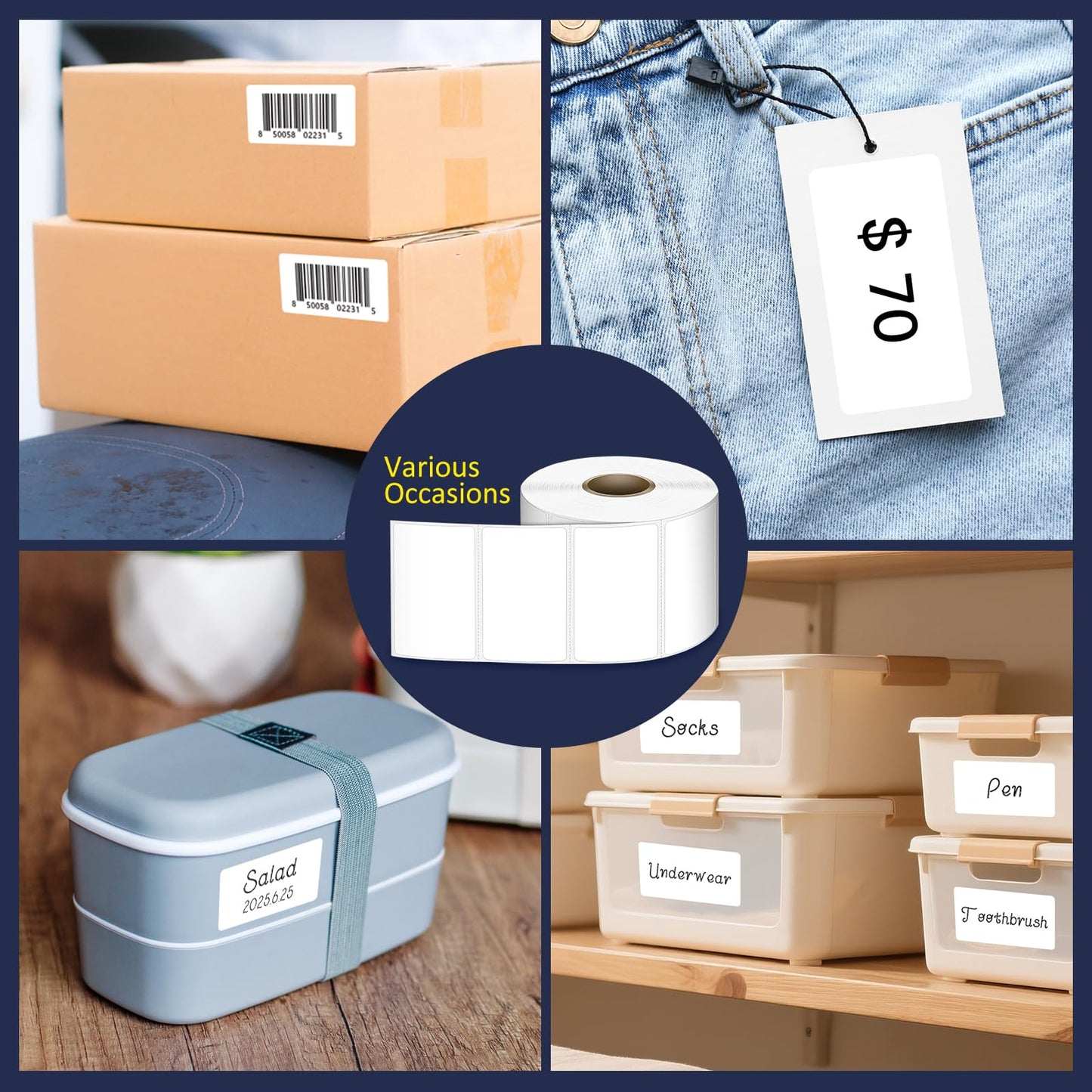 L LIKED 2.25" x 1.25" Direct Thermal Labels, Permanent Adhesive Barcode Address Label & Compatible with Rollo, Zebra and Other Desktop Printers (12 Rolls, 12000 Labels)