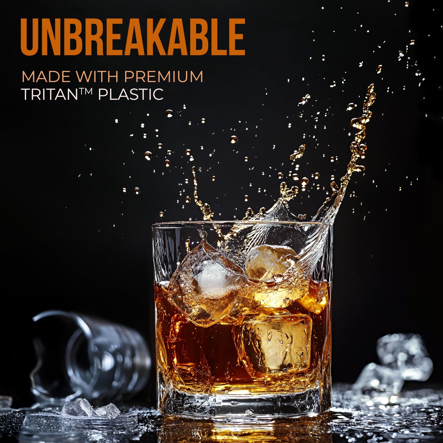 Bravario Unbreakable Whiskey Glasses, Plastic Rocks Glasses — 12.5 oz Clear Dishwasher Safe Tritan Old Fashioned Drinkware, Shatterproof BPA-Free Bourbon Cocktail Set of 8