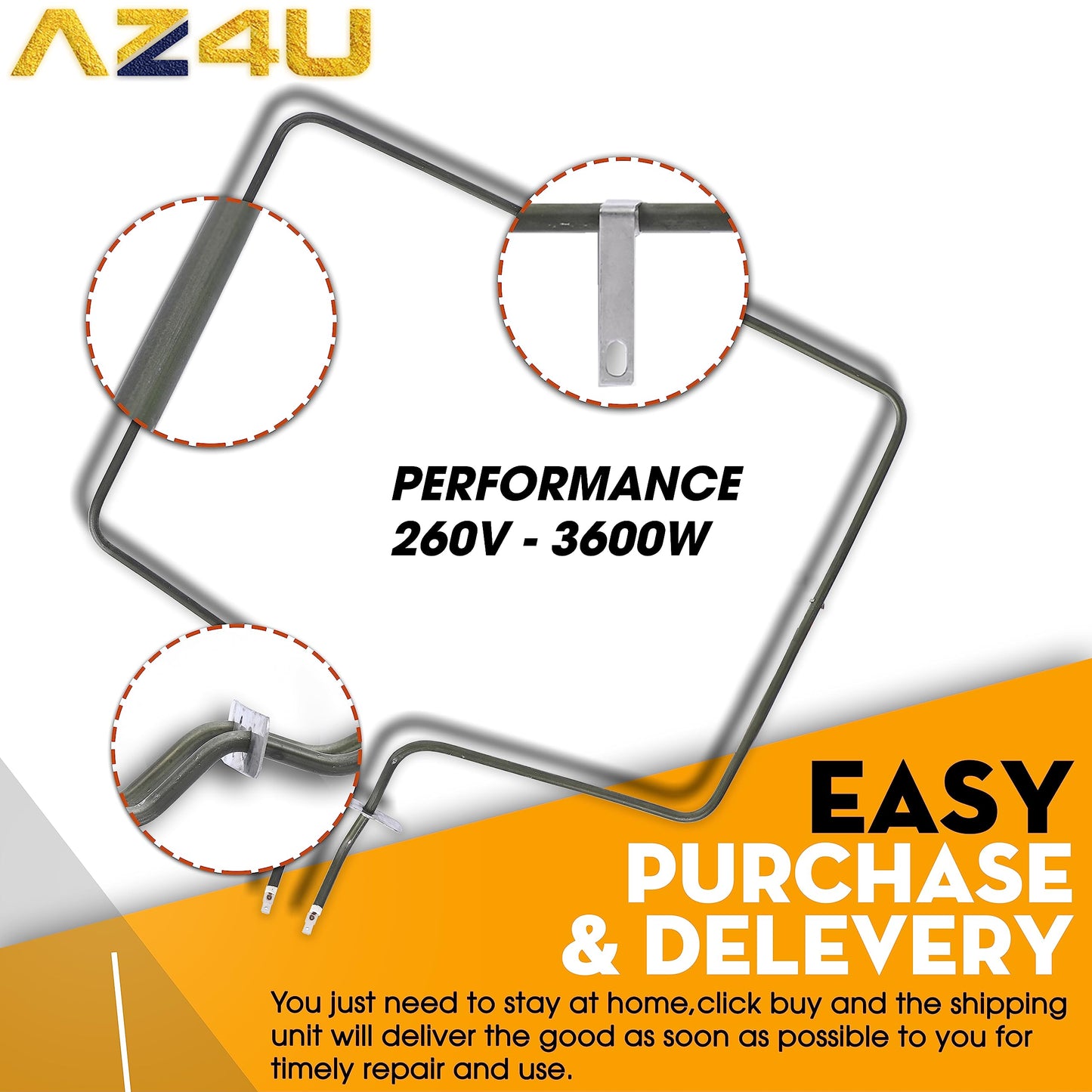 AZ4U Range Oven Bake Element Replaces For Maytag MER8700DS1 MER8674AS0 MER8674AW0 MER8775AB0 MER8680BS0 MER8775AS0 MER8674AB0 MER8880AS0 MER8680BW0 MER8700DE1 MER8880AB0 MER8680BB0 MER8700DS0 Stove