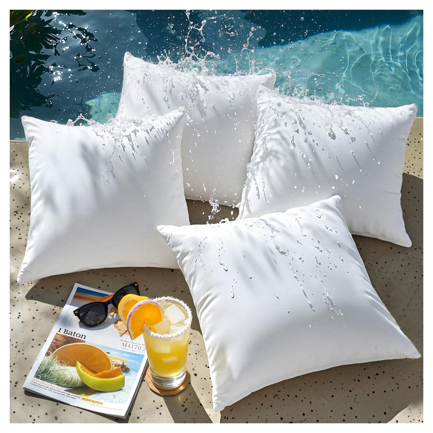 Phantoscope 18 x 18 Pillow Inserts - Pack of 4 Outdoor Water Resistant Throw Pillow Inserts Hypoallergenic Square Decorative Couch Sham Cushion Stuffer - 18 Inches
