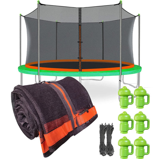 15Ft Trampoline Net Replacement with 6 Caps, Trampoline Net Fit for 15Ft Round-6 Straight Poles(Not Include Poles)