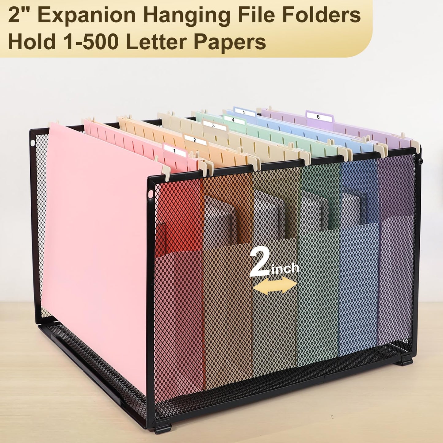 Extra Capacity Plastic Hanging File Folders Letter Size,18 Pack 2 Inch Capacity Hanging File folders with Tabs,Heavy Duty for Filing Cabinet,Home and Office File,Pastel Colors