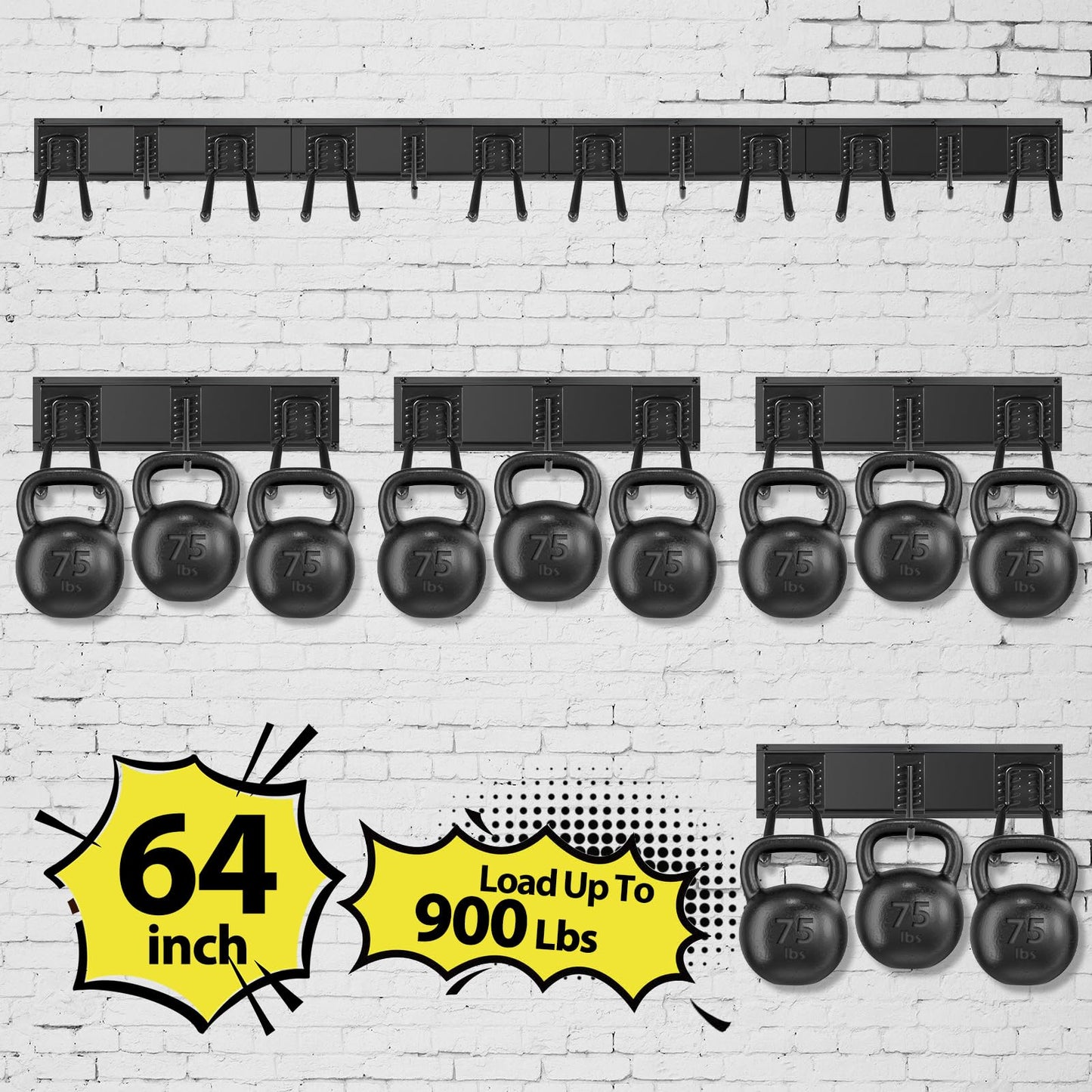 Gatsowm Garage Tool Organizer Wall Mounted, 64 Inches Adjustable Garden Tool Organizer Rack, 20 Pcs Heavy Duty Yard Tool Organizer Hold Up to 900lbs