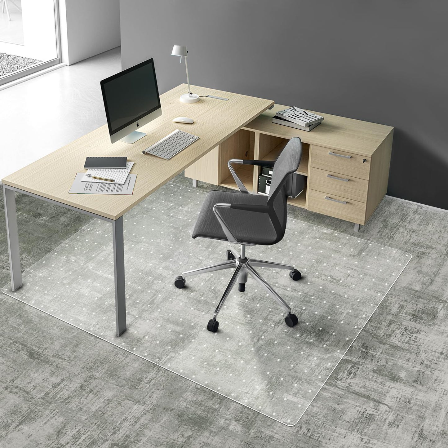 Clear Chair Mat for Carpet, QQpony 36" x 48" Office Chair Mat for Carpeted Floors, Heavy Duty Vinyl Floor Mat with Grips, Carpeted Floor Protector Rolling Computer Desk Mat for Home Office (Clear)