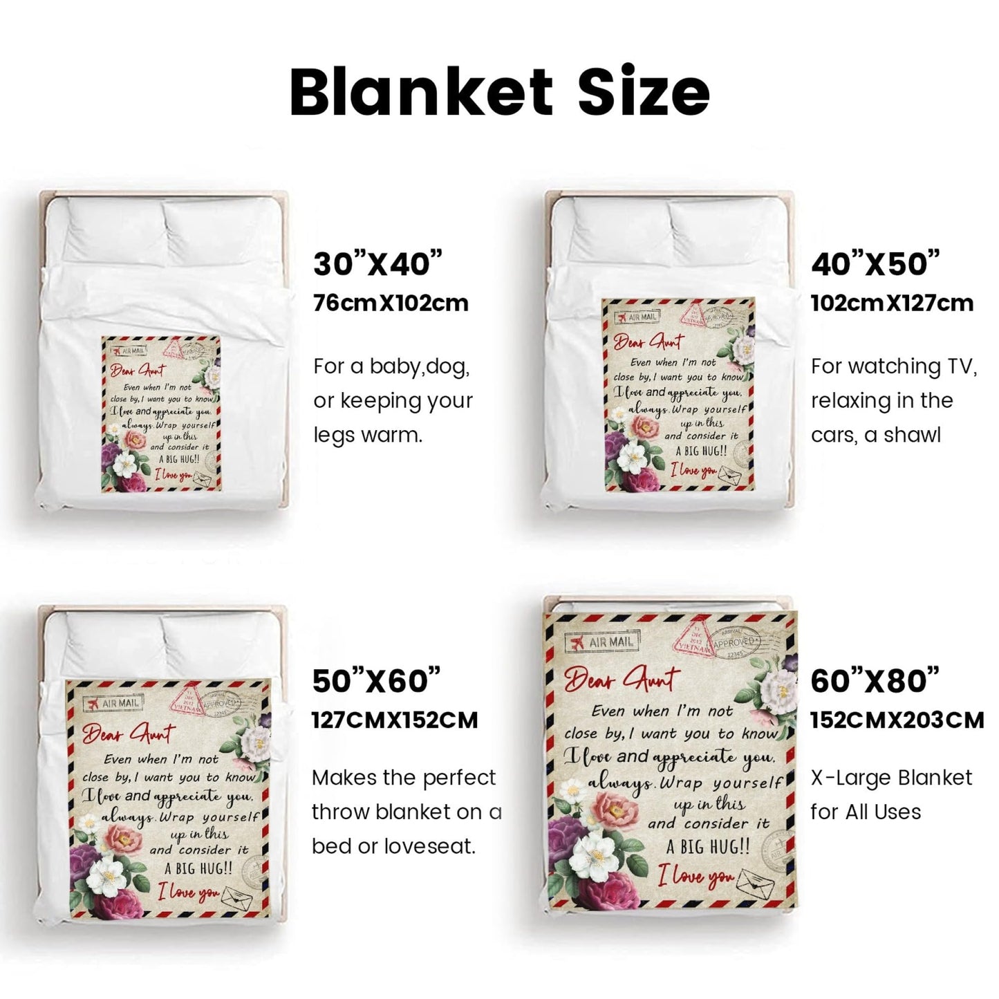 GWLCGFY Aunt Gifts Blanket, Best Aunt Ever Gifts, for Aunts from Niece/Nephew, 60"x50" Throw Blanket