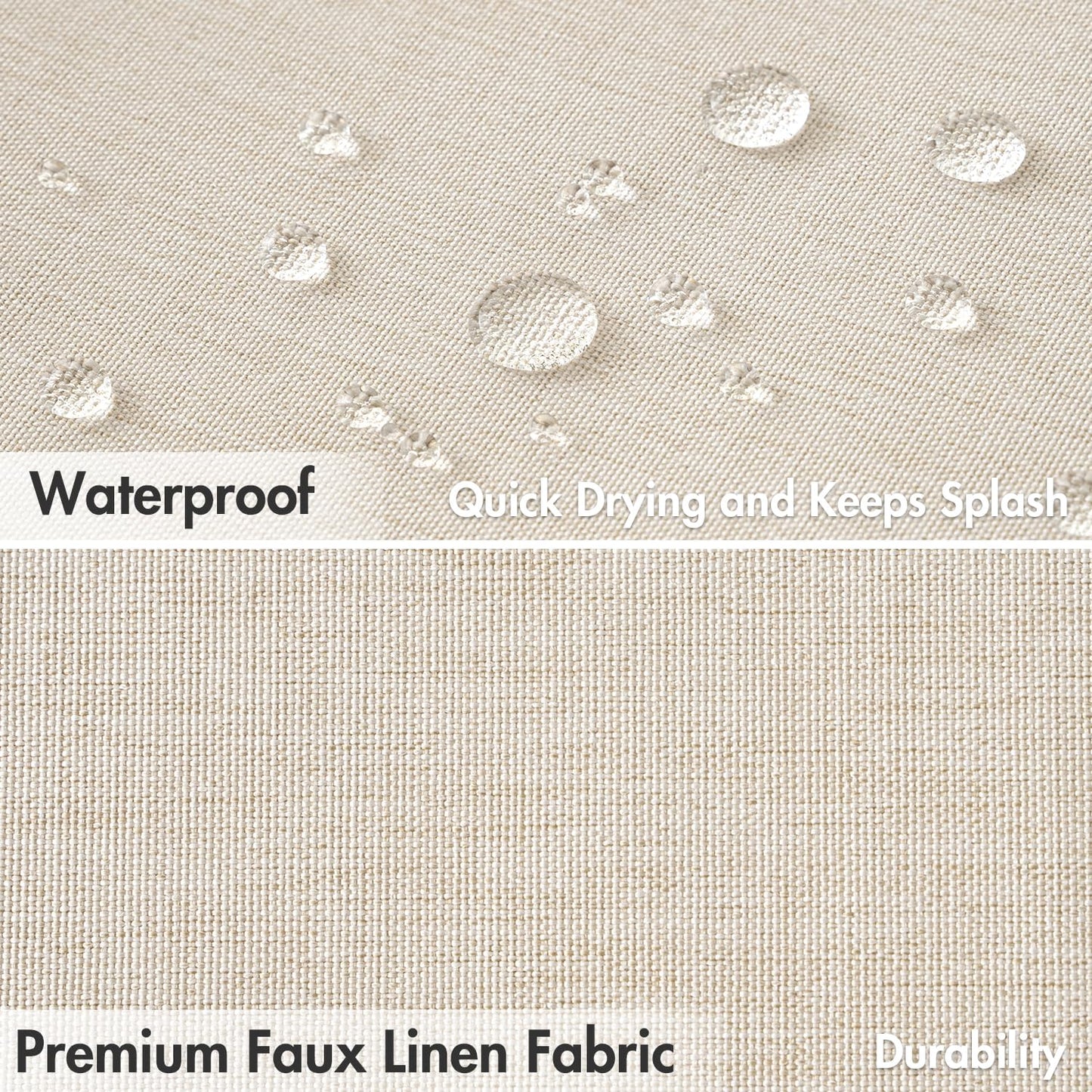 MIULEE 84" Long Scalloped Shower Curtain Linen Textured with 12 Metal Hooks Cute Extra Long Heavy Duty Washable Waterproof Cloth Shower Curtains with Black Border for Bathroom Bathtub,Cream Beige