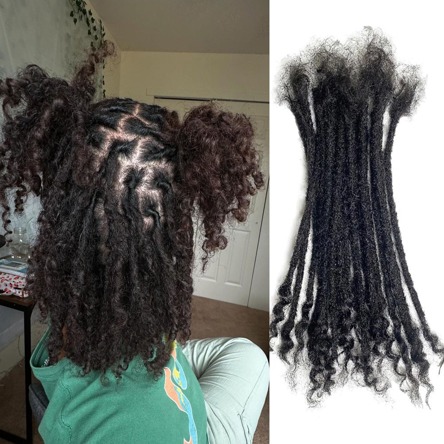 0.4cm Width Dreadlock Extensions 12 inch 30 Strands 100% Permanent Loc Extensions Human Hair with Curly Ends Natural Black Curly Locs Human Hair Can Be Dyed Bleached(12inch-30strands)