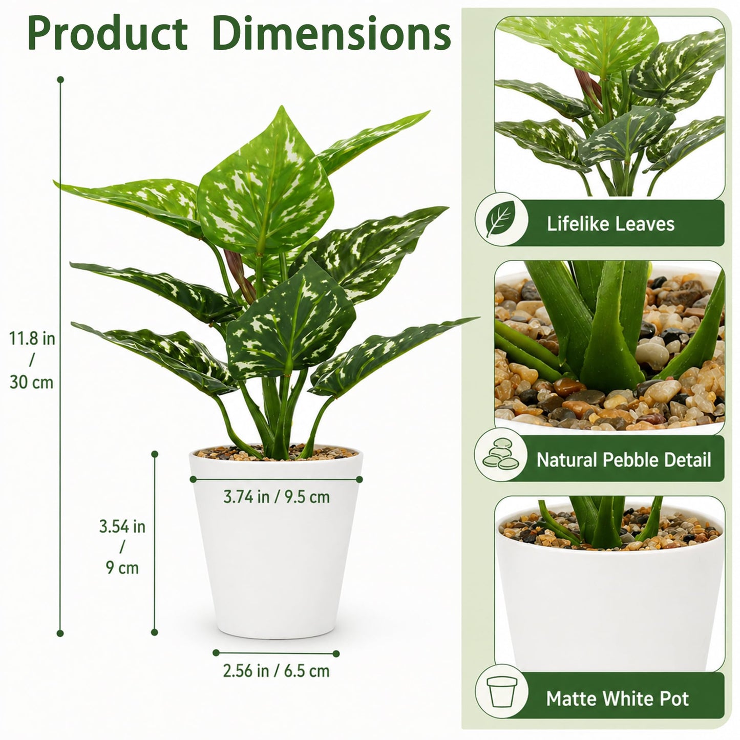 HNCSDD 11.8 Inch 3 Pcs Small Fake Plants Artificial Potted Plant Indoor Faux Tropical Plant for Home Office Table Shelf Desktop Décor