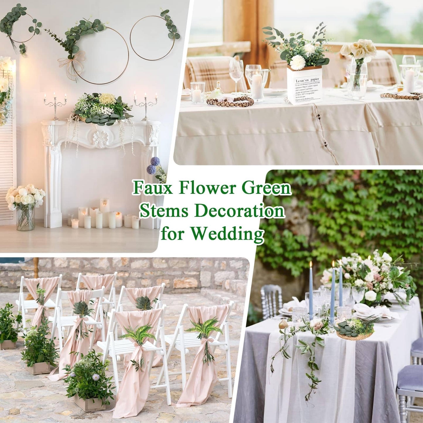 120Pcs 15 Kinds Mixed Artificial Eucalyptus Leaves Stems and Faux Flowers Bulk, Fake Silver Dollar Eucalyptus Bundle Plants Greenery Branches for Wedding Vase Bouquets Floral Arrangement Home Decor