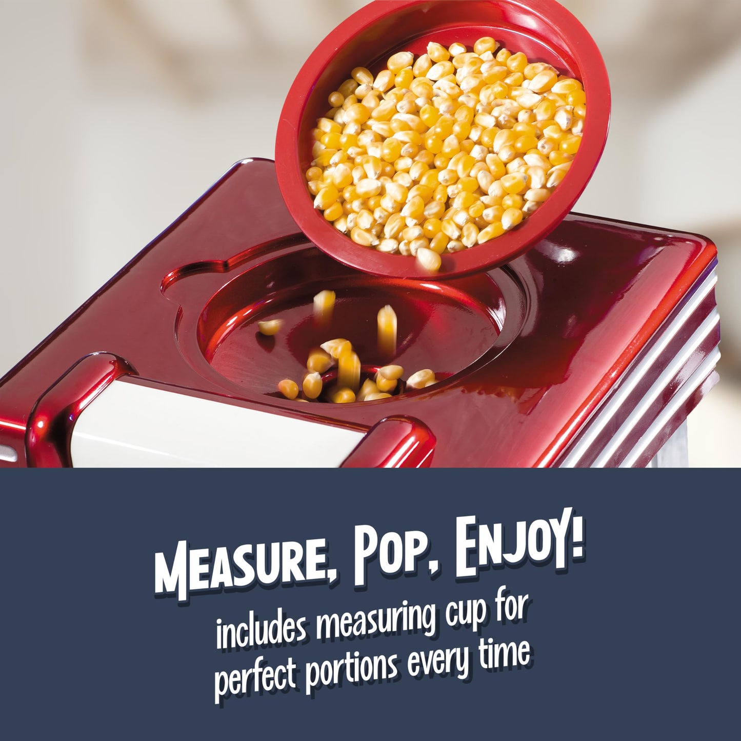 Nostalgia Retro Hot Air Popcorn Maker – 12 Cups Oil Free Popping – Countertop Machine with Measuring Cup – Healthy Snacks & Movie Nights – Red