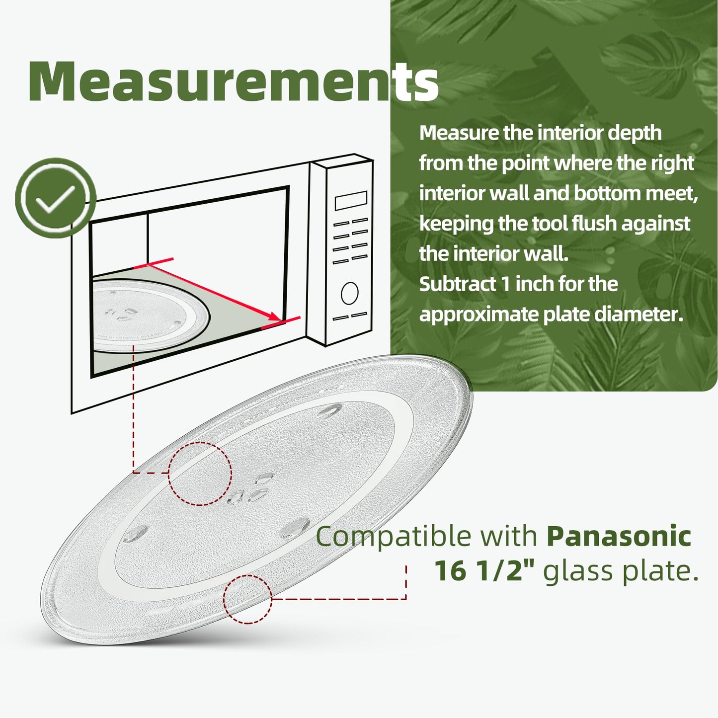 Gemroom 16.5" Microwave Turntable Plate for Panasonic Microwave Compatible with Part # A06014M00AP F06014M00AP 16 1/2 inch Panasonic Microwave Glass Plate