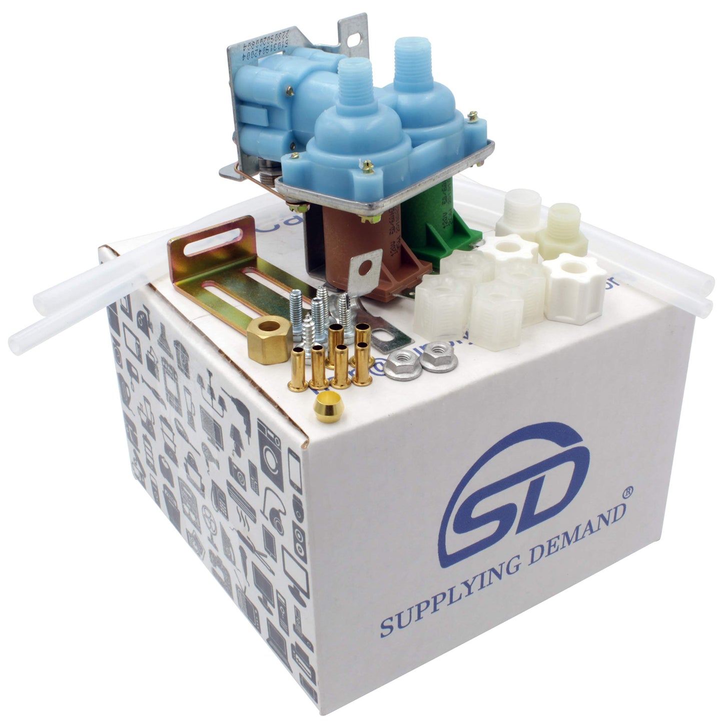 Supplying Demand 2182106 W10853654 Refrigerator Dual Coil Water Inlet Valve Replacement Kit